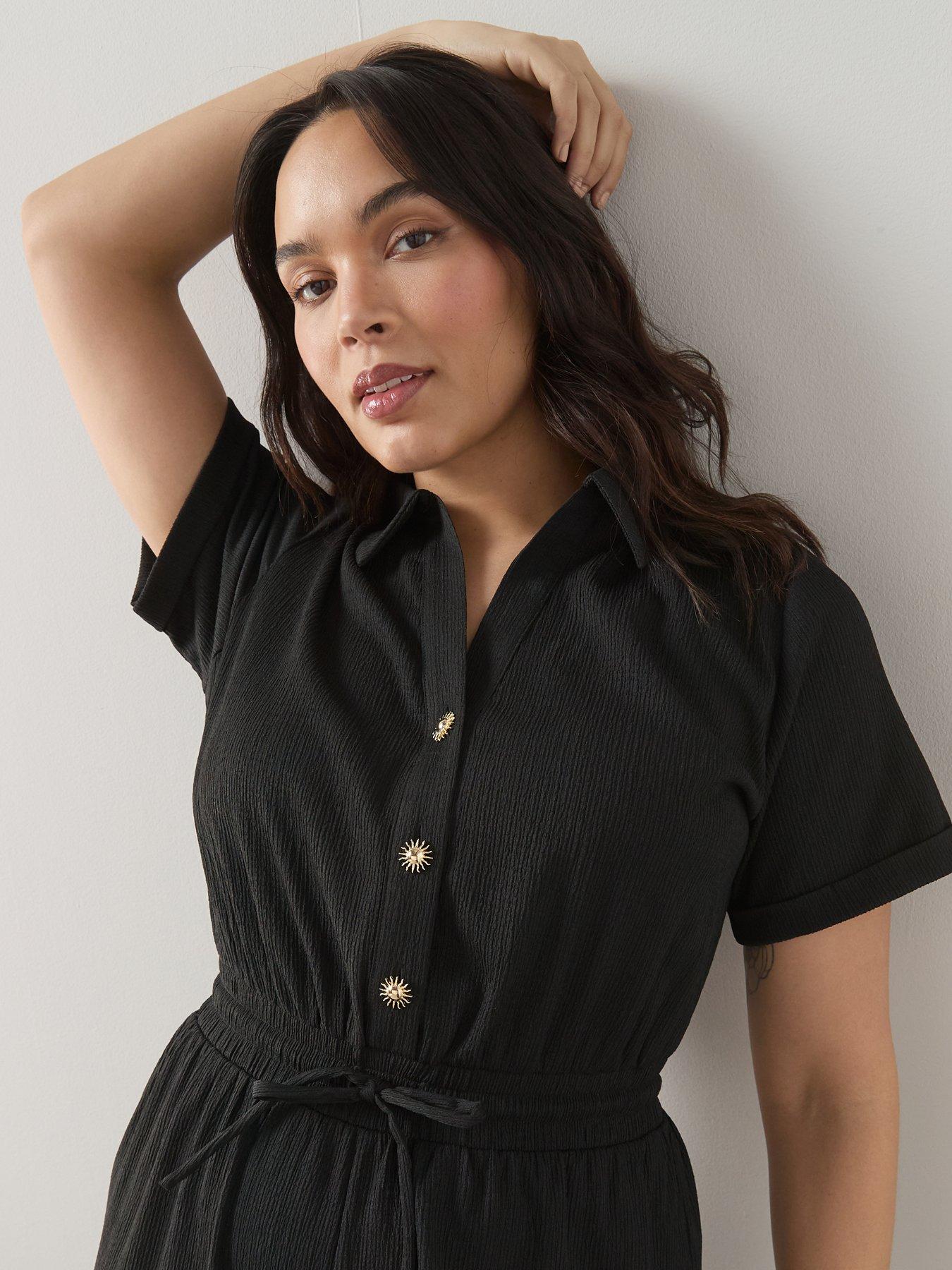 Image 4 of 6 of The Very Collection Curve Button Detail Crinkle Jumpsuit