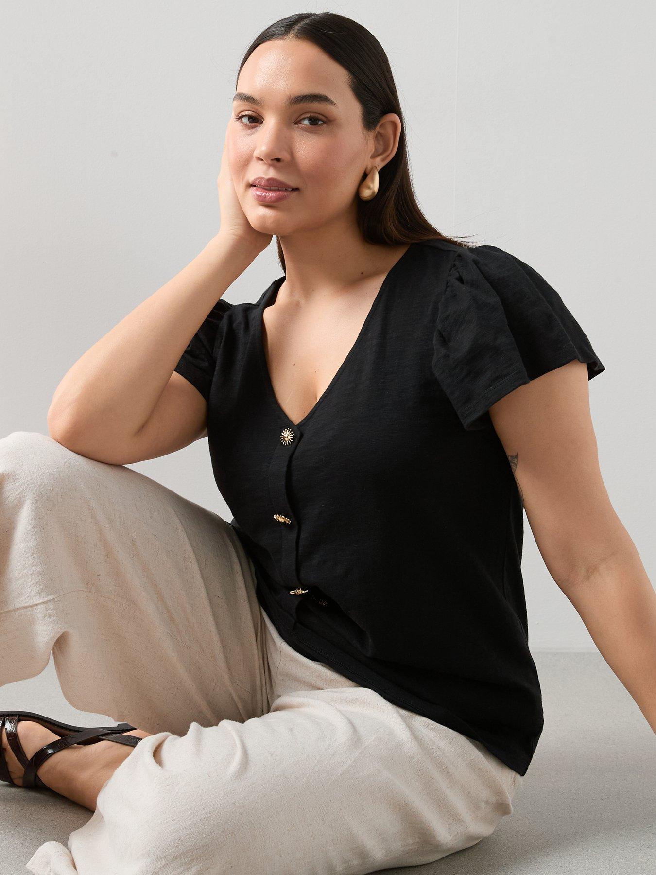 the-very-collection-curve-frill-sleeve-button-through-topdetail