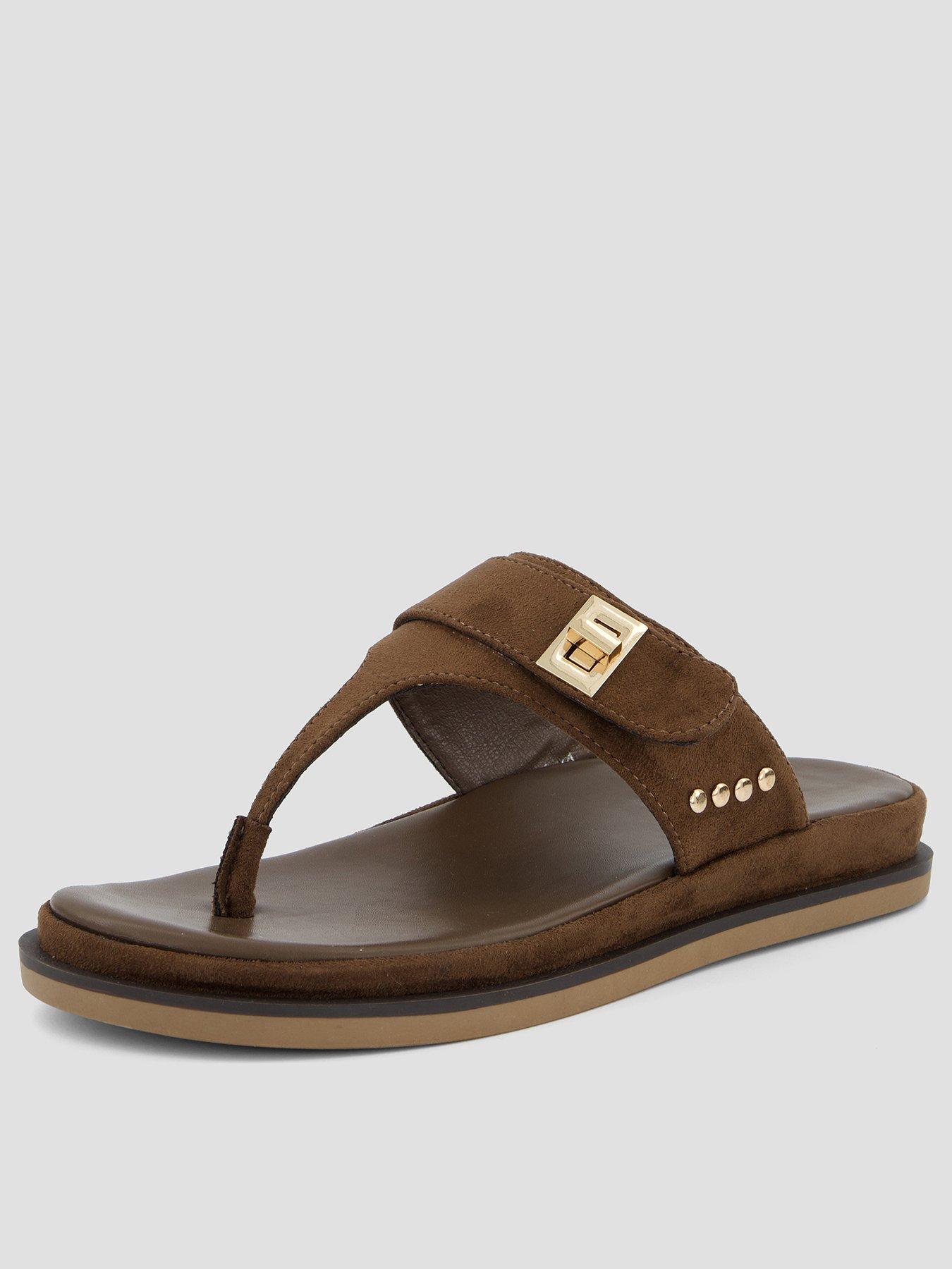 The Very Collection Extra Wide Fit Toe Post Flat Sandal - Brown