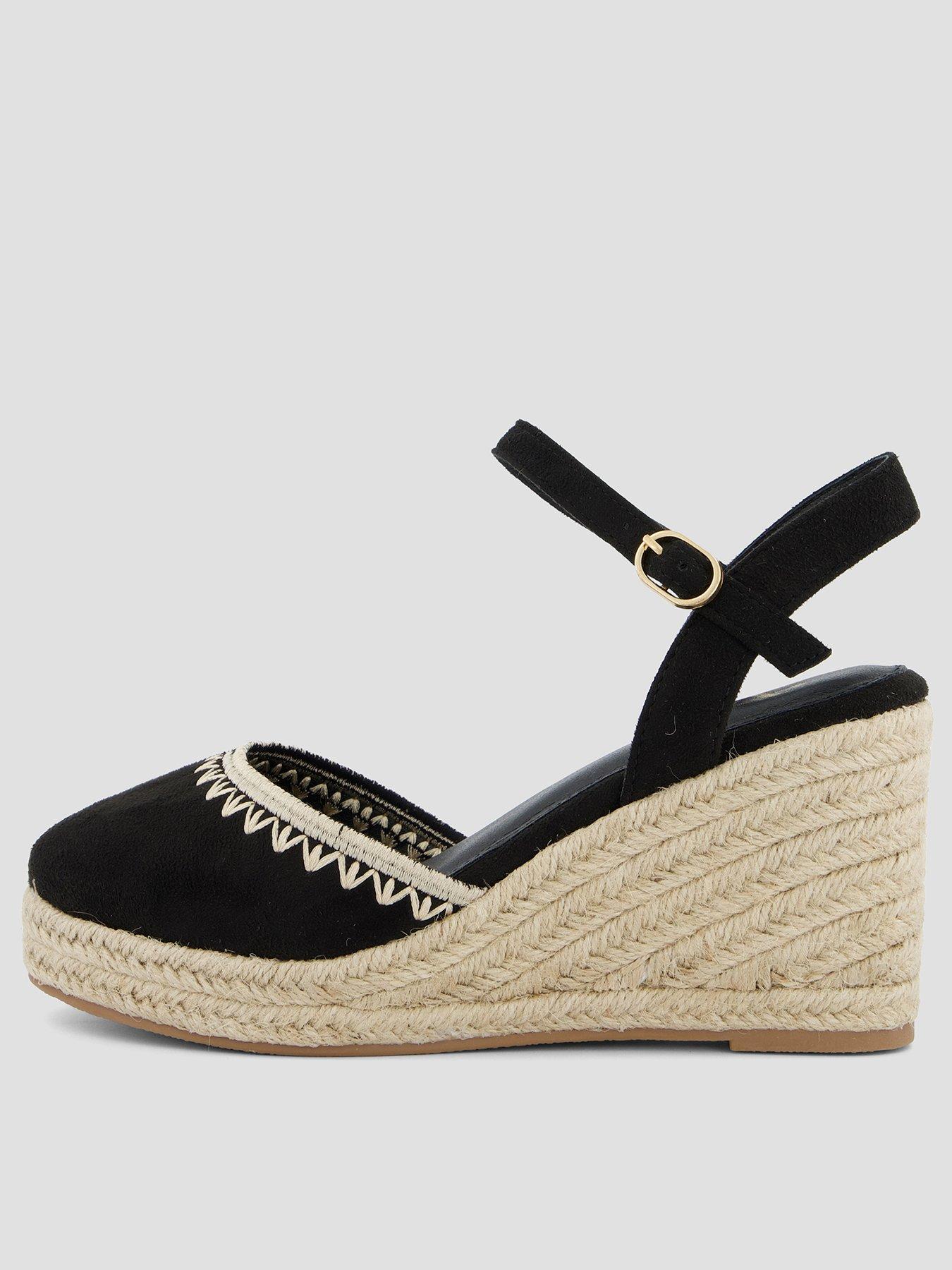 The Very Collection Extra Wide Low Wedge Closed Toe Shoes - Black