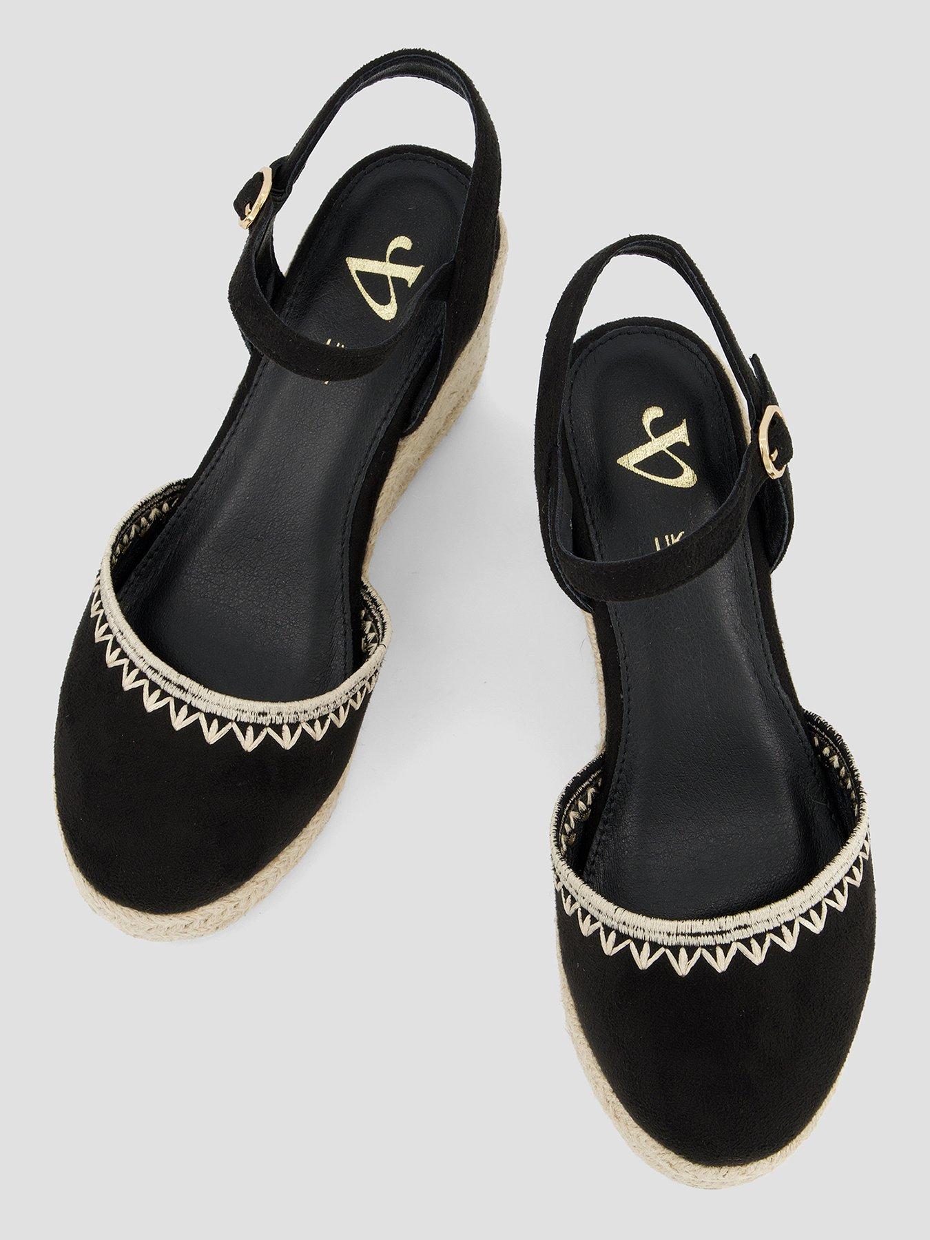 Image 3 of 7 of The Very Collection Extra Wide Low Wedge Closed Toe Shoes - Black
