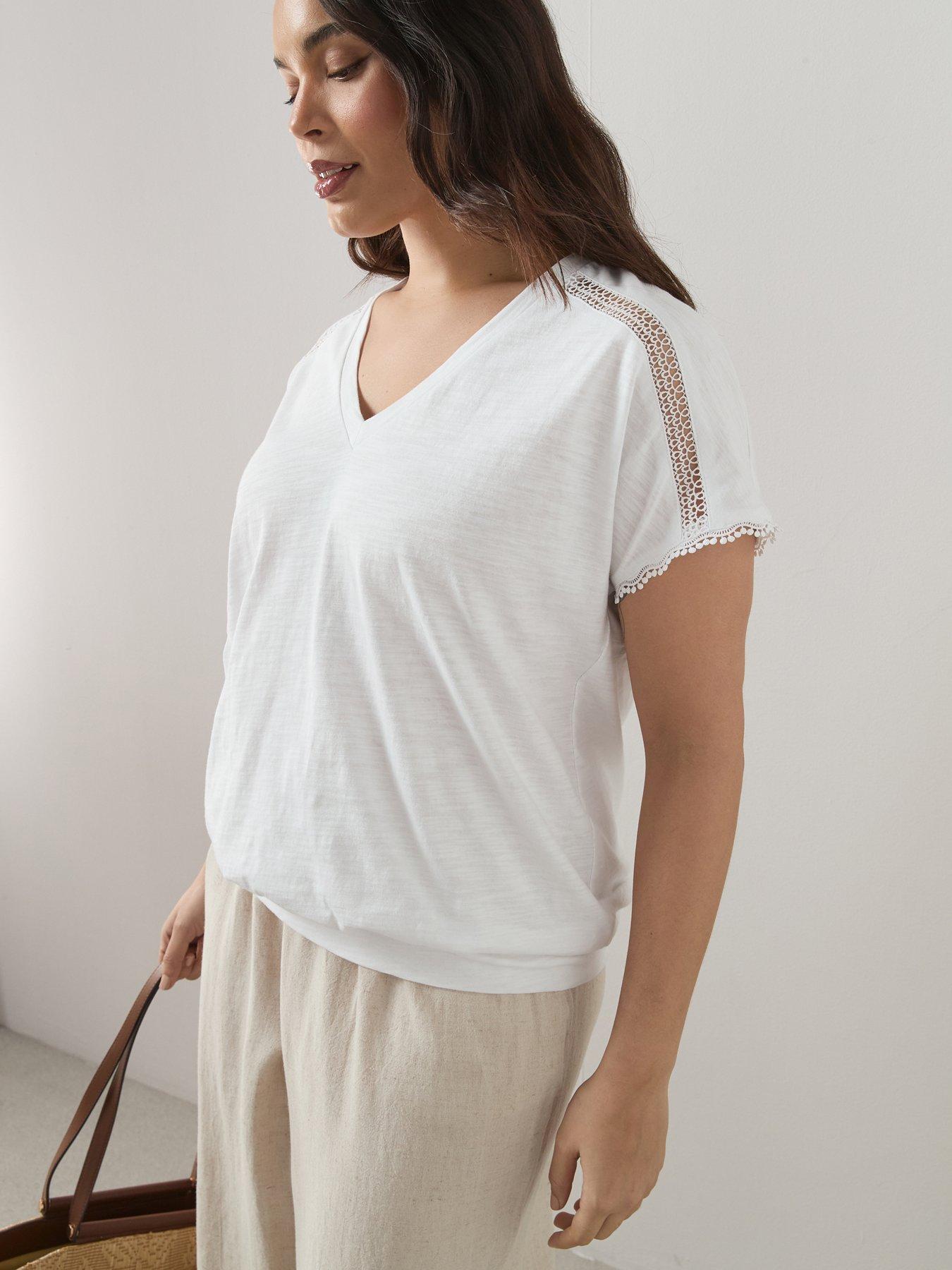 The Very Collection Curve V Neck Banded Hem T-shirt