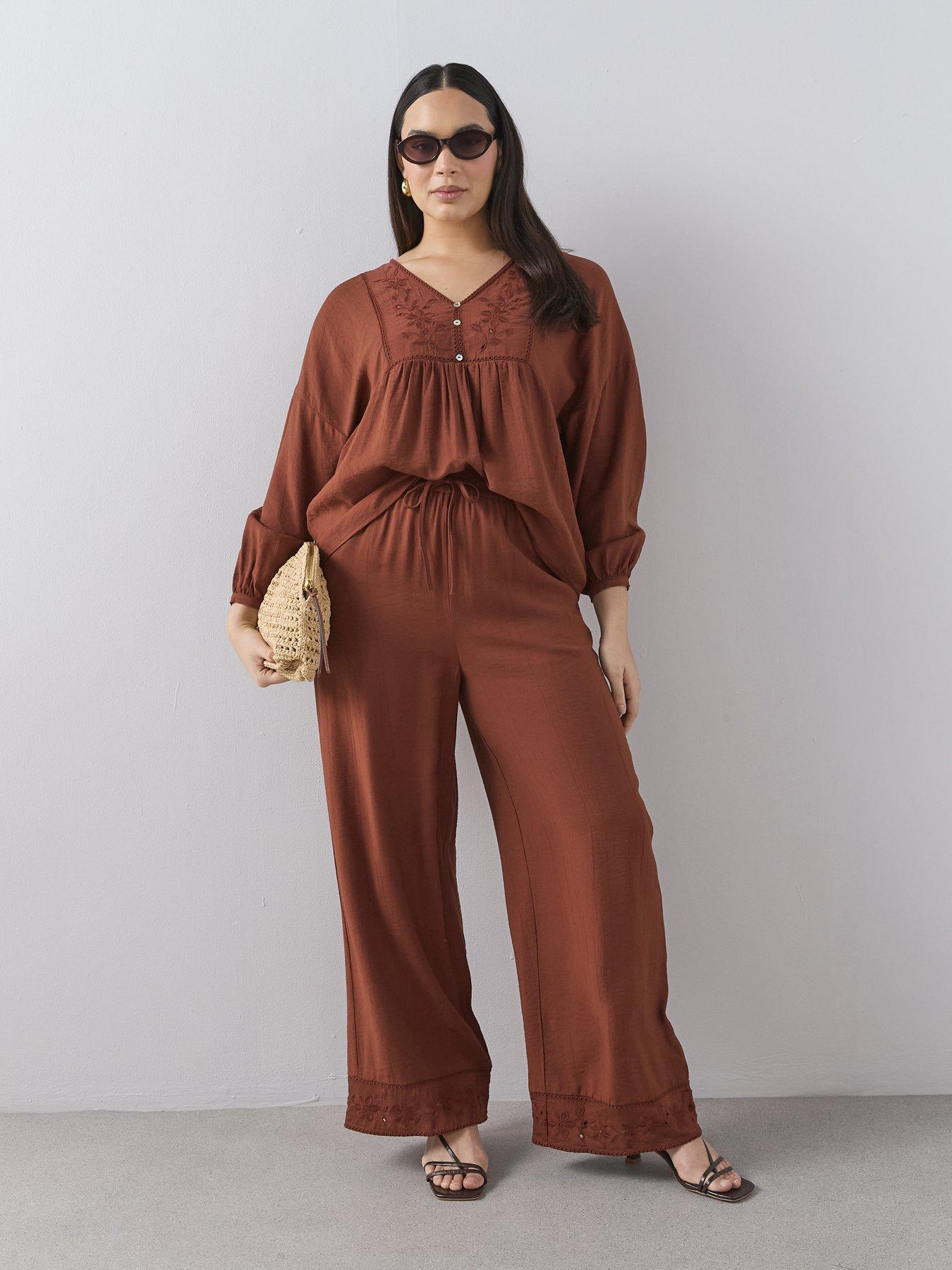 The Very Collection Curve Embroidered Hem Wide Leg Trouser Co-ord