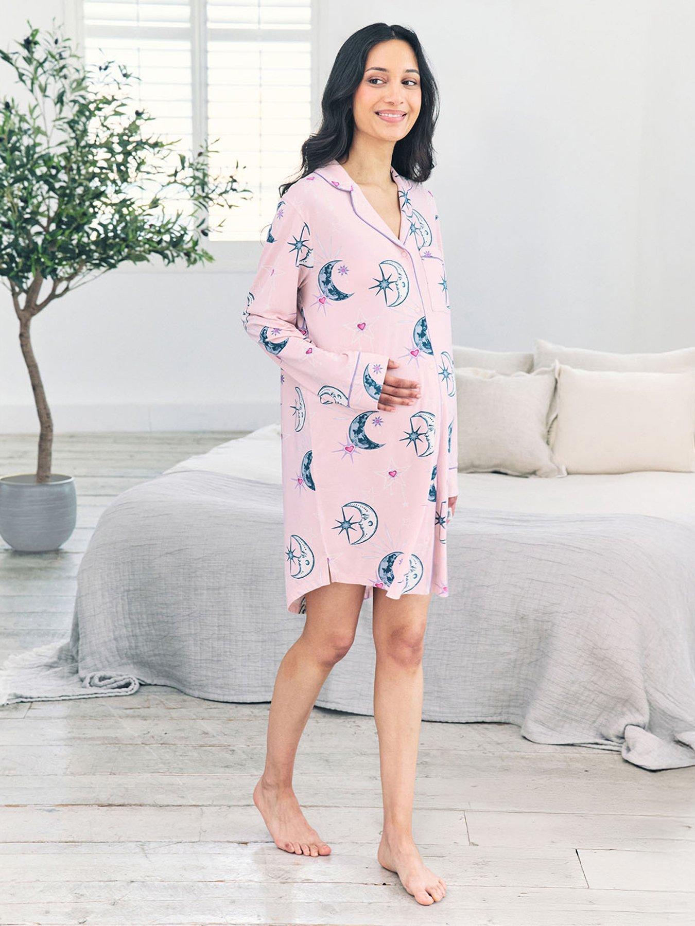 CHELSEA PEERS Chelsea Peers Maternity Night Shirt With Star And Moon Print In Polyester