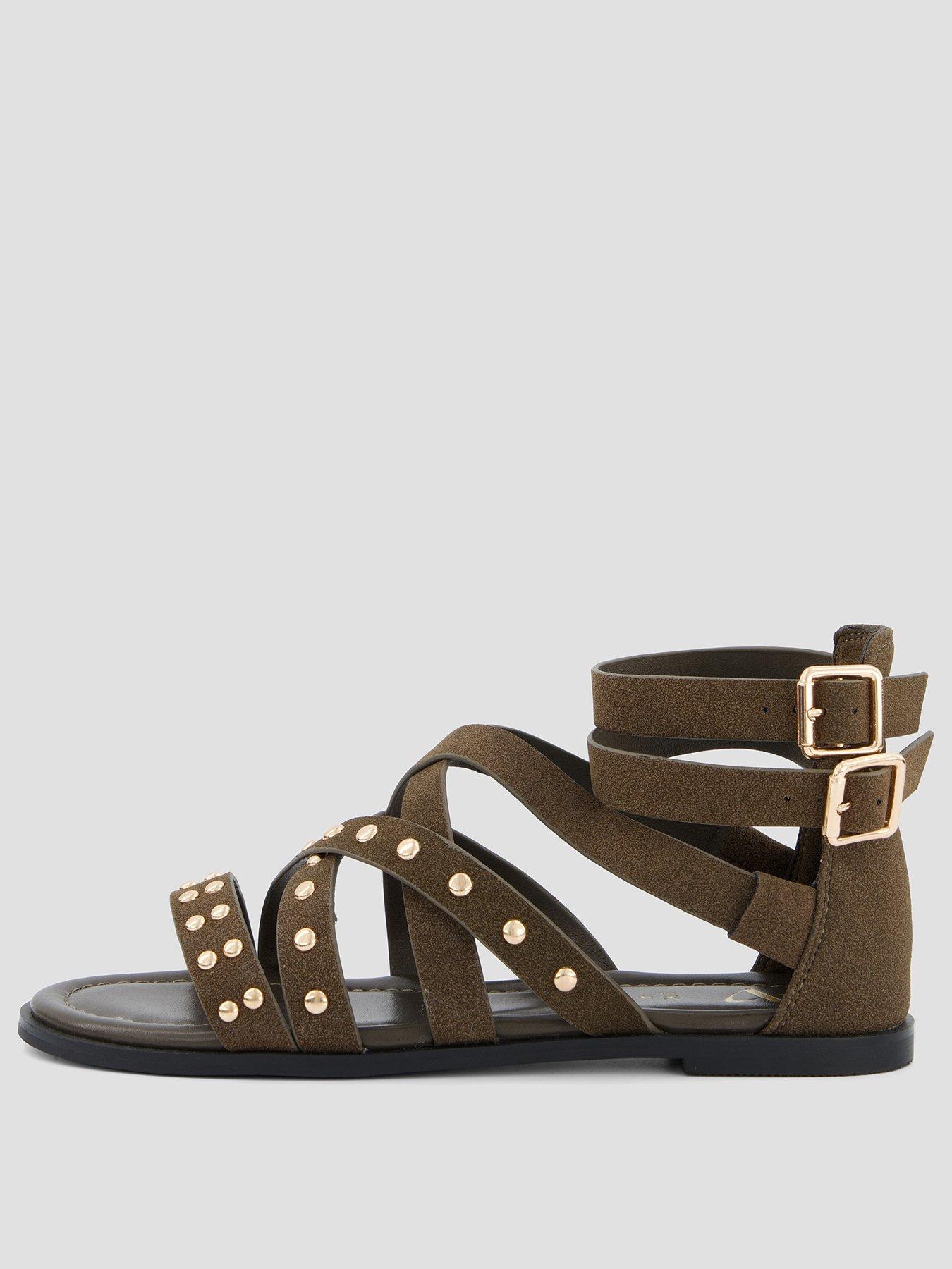 Image 2 of 6 of The Very Collection Wide Fit Studded Gladiator Sandal - Green