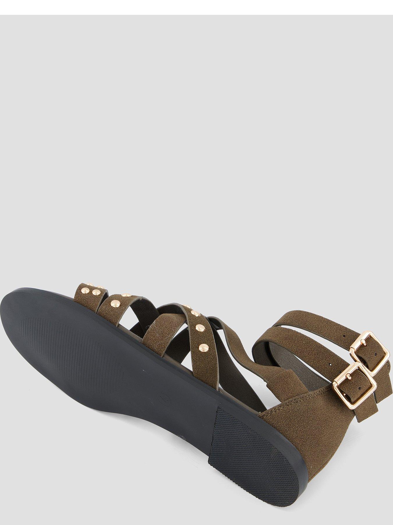 Image 4 of 6 of The Very Collection Wide Fit Studded Gladiator Sandal - Green