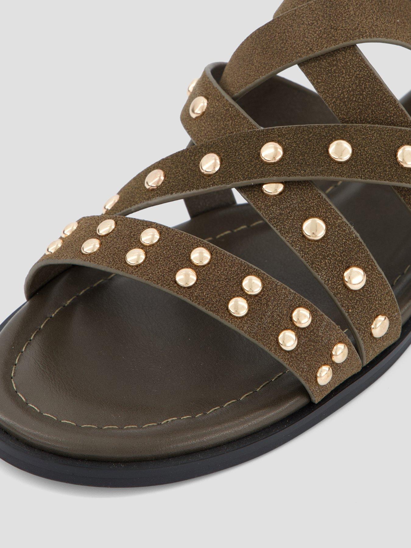Image 5 of 6 of The Very Collection Wide Fit Studded Gladiator Sandal - Green