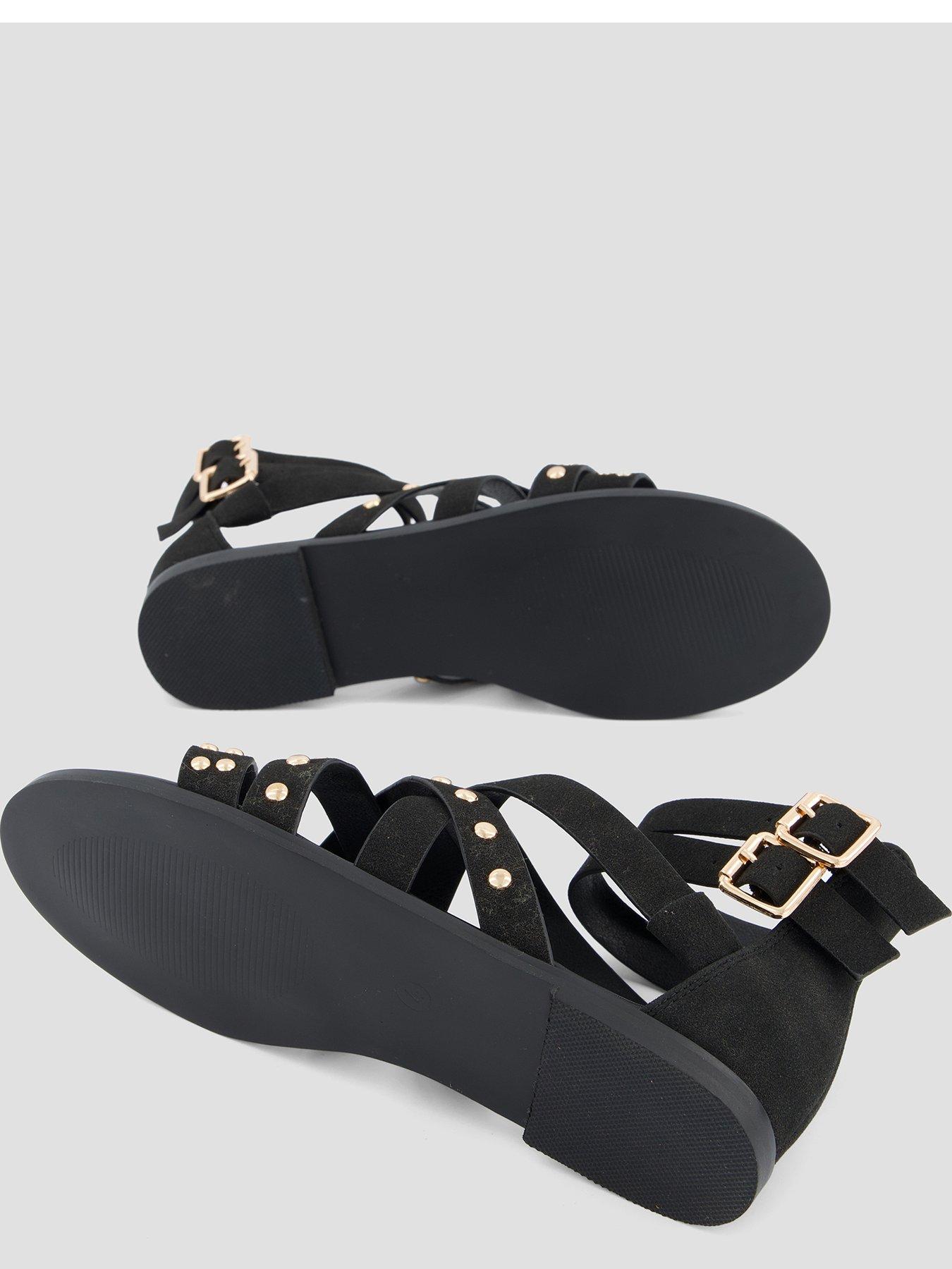 Image 4 of 7 of The Very Collection Wide Fit Studded Gladiator Sandal - Black