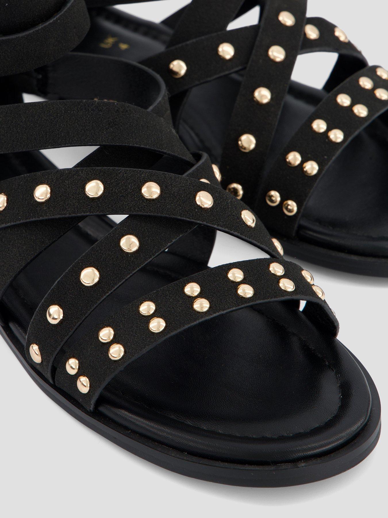 Image 5 of 7 of The Very Collection Wide Fit Studded Gladiator Sandal - Black