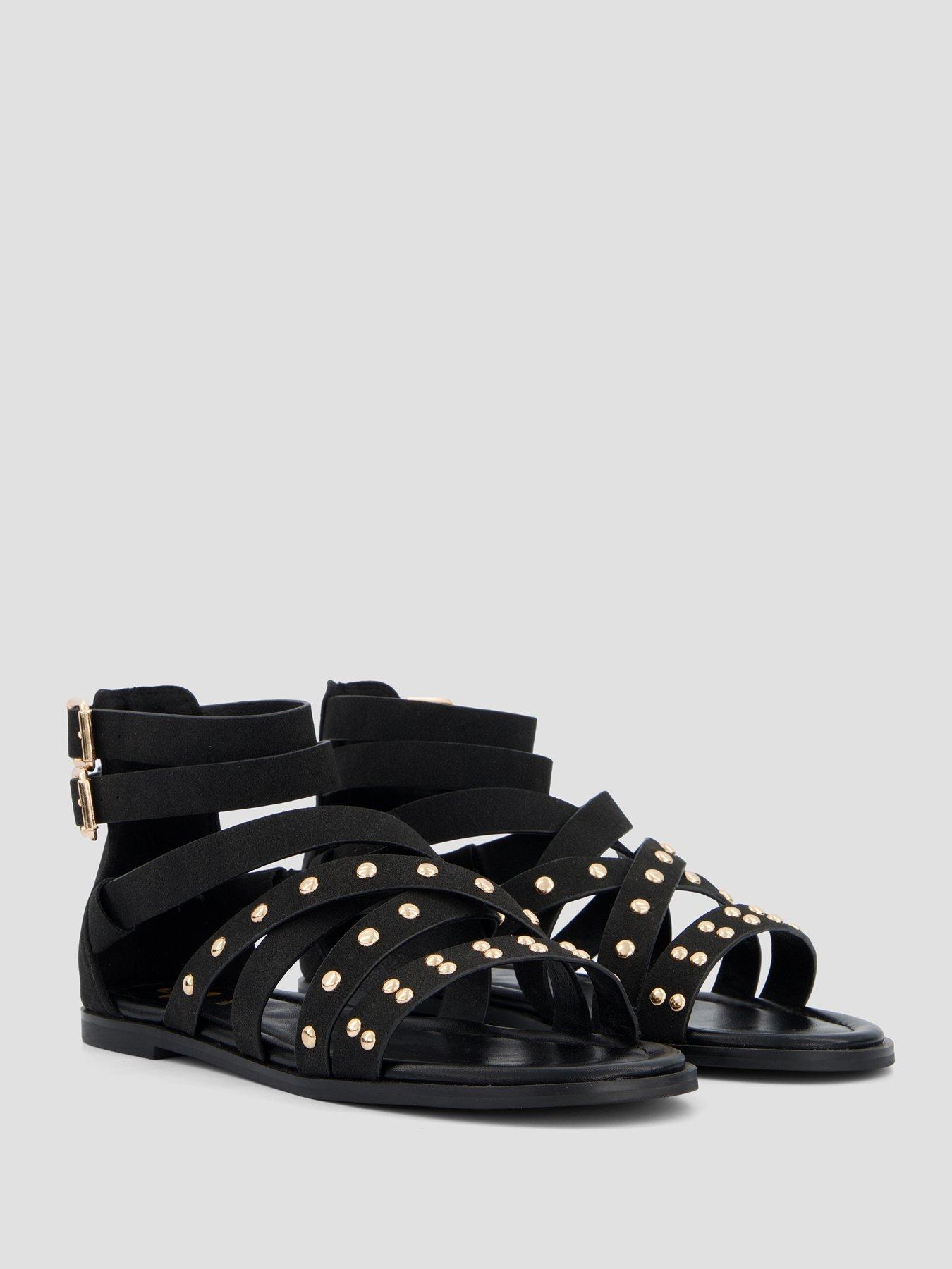 Image 6 of 7 of The Very Collection Wide Fit Studded Gladiator Sandal - Black