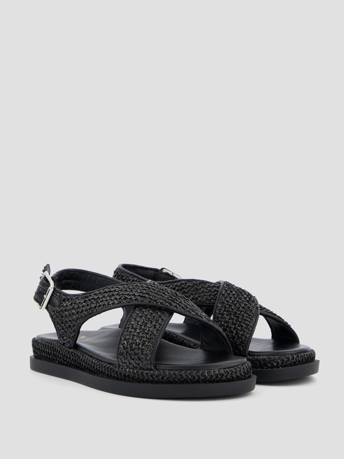Image 6 of 7 of The Very Collection Extra Wide Raffia Footbed Sandal - Black