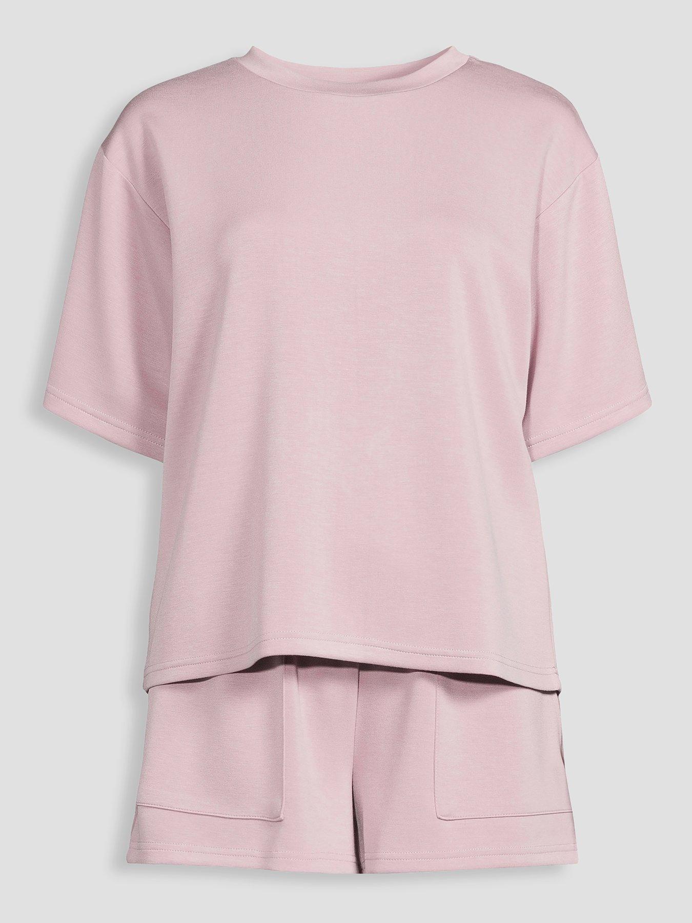 Image 7 of 7 of The Very Collection Scuba Short Sleeve Top And Short Pyjama Set - Purple