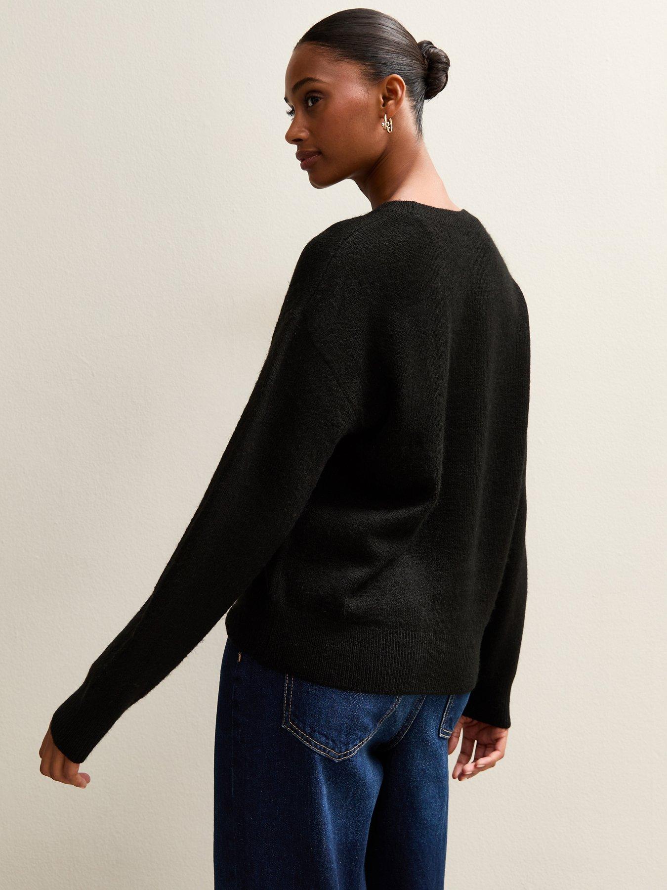Image 2 of 5 of New Look Black Sequin Bow Crew Neck Jumper