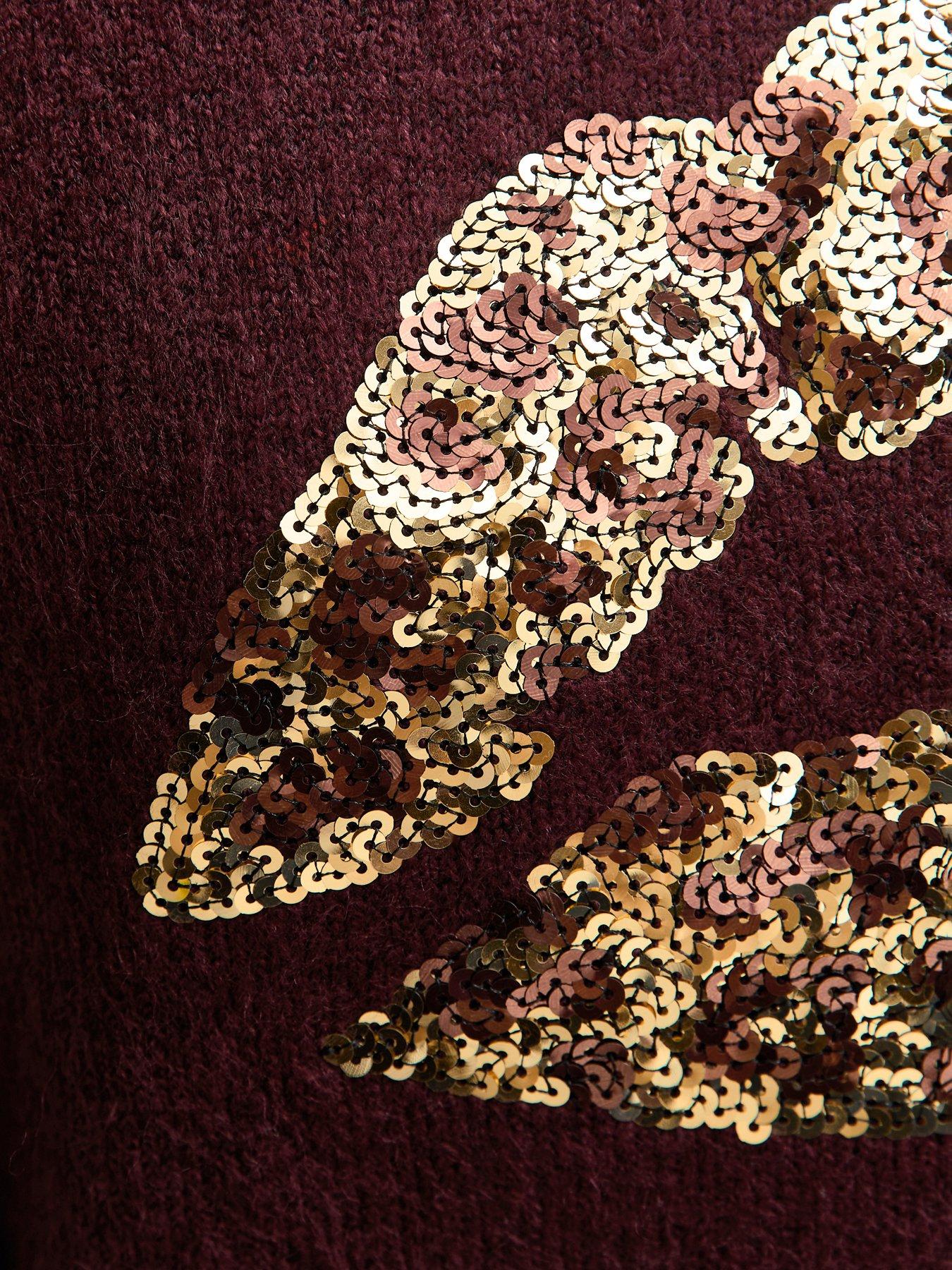 new-look-dark-red-sequin-lips-crew-neck-jumperdetail