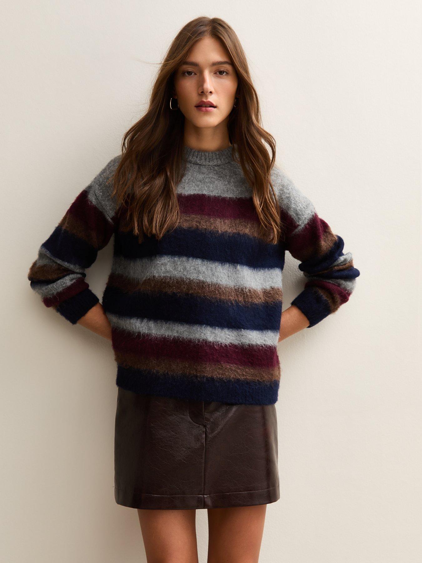 new-look-brushed-stripe-jumper-grey