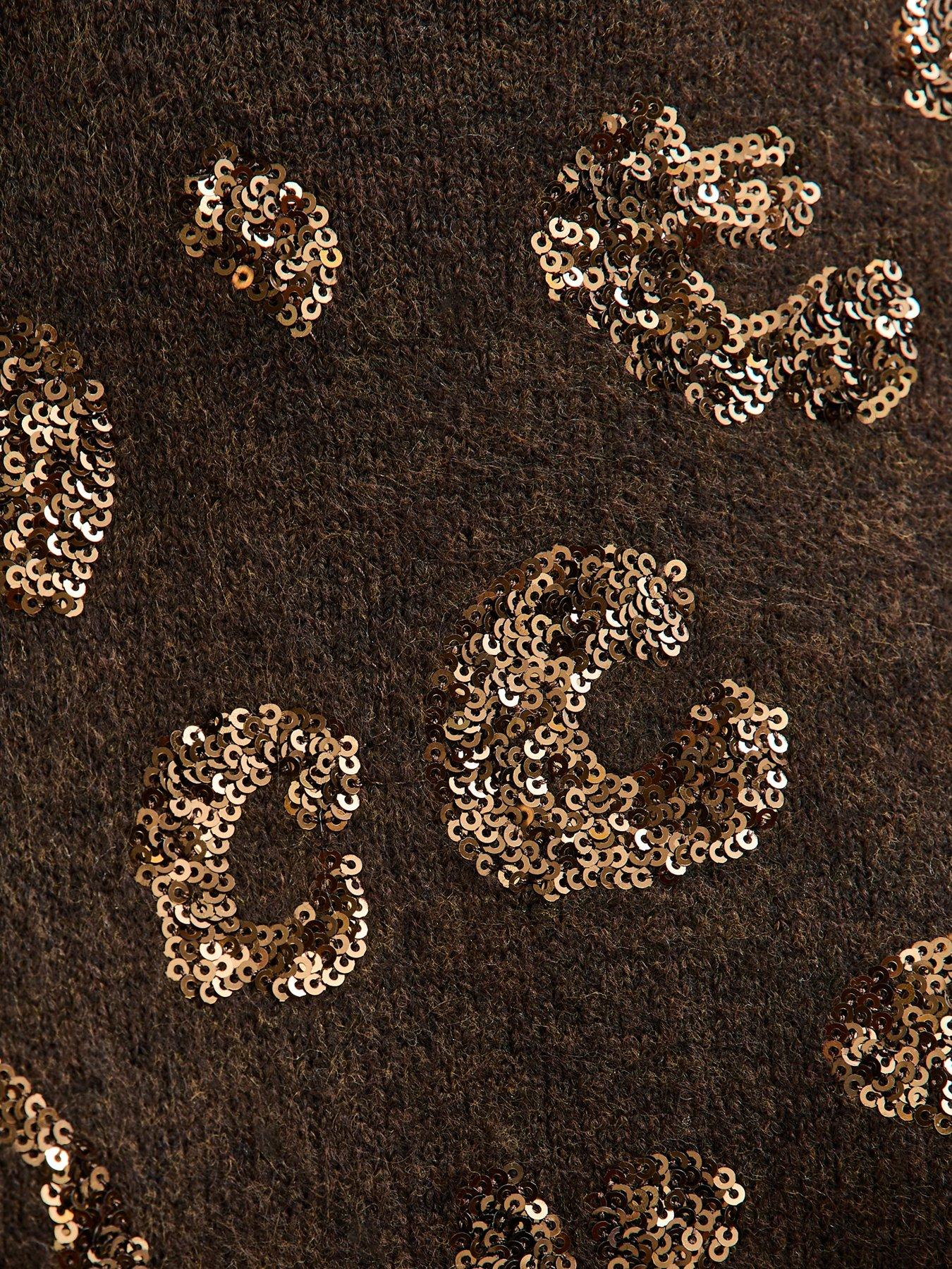 new-look-sequin-animal-motif-mock-neck-jumper-browndetail