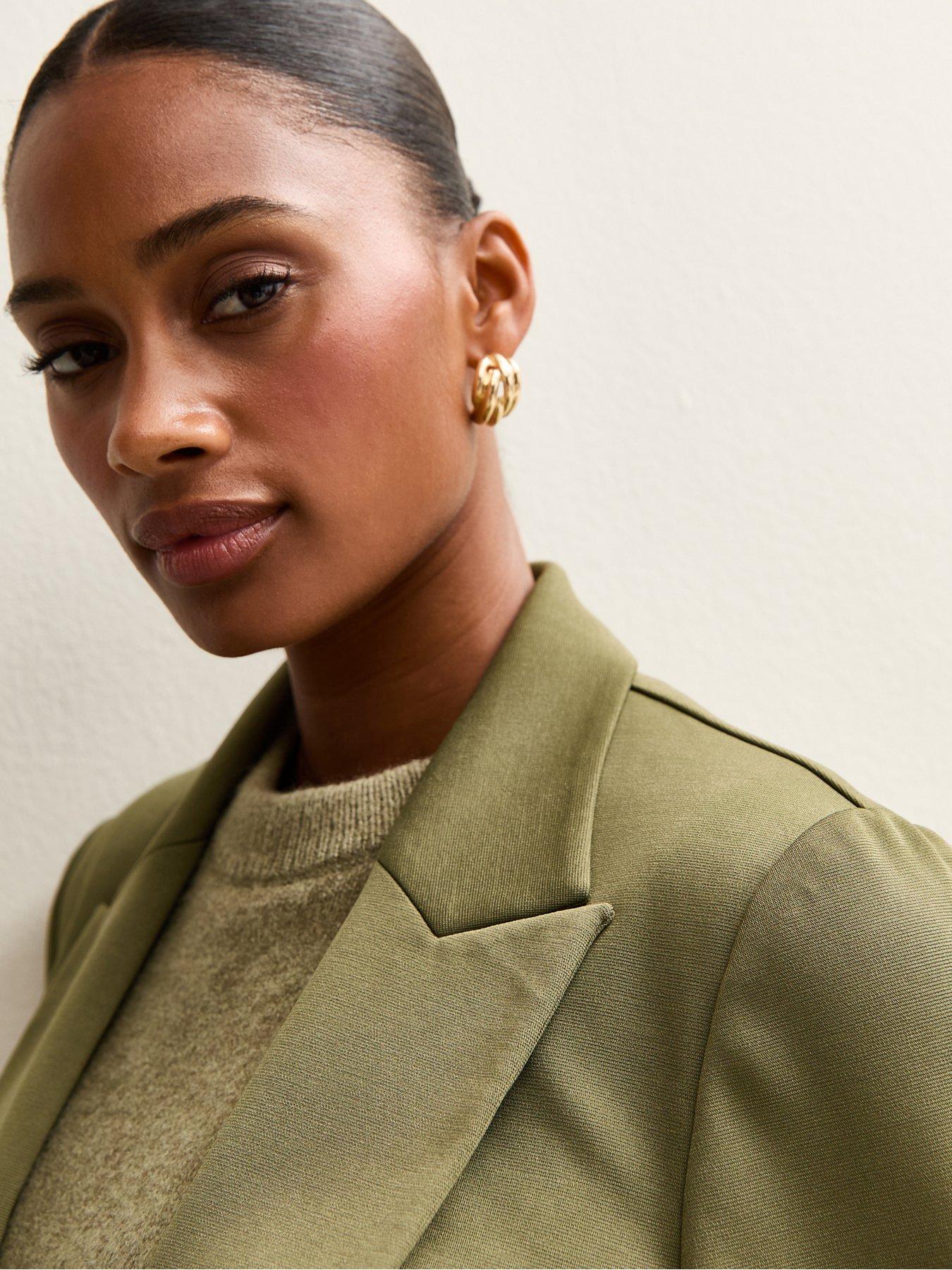 new-look-dark-khaki-ponte-jersey-blazeroutfit