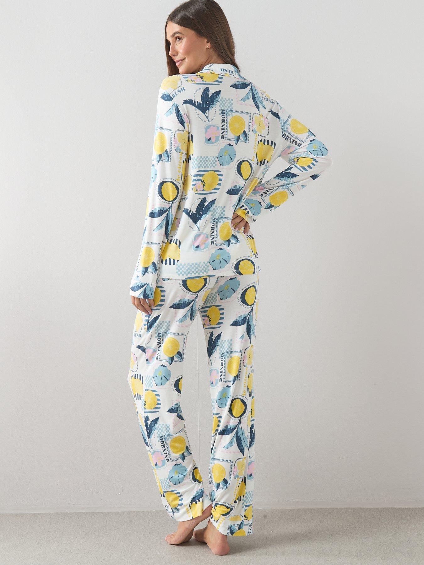 Image 2 of 6 of The Very Collection Aop Print Jersey Revere Pyjama Set - Multi