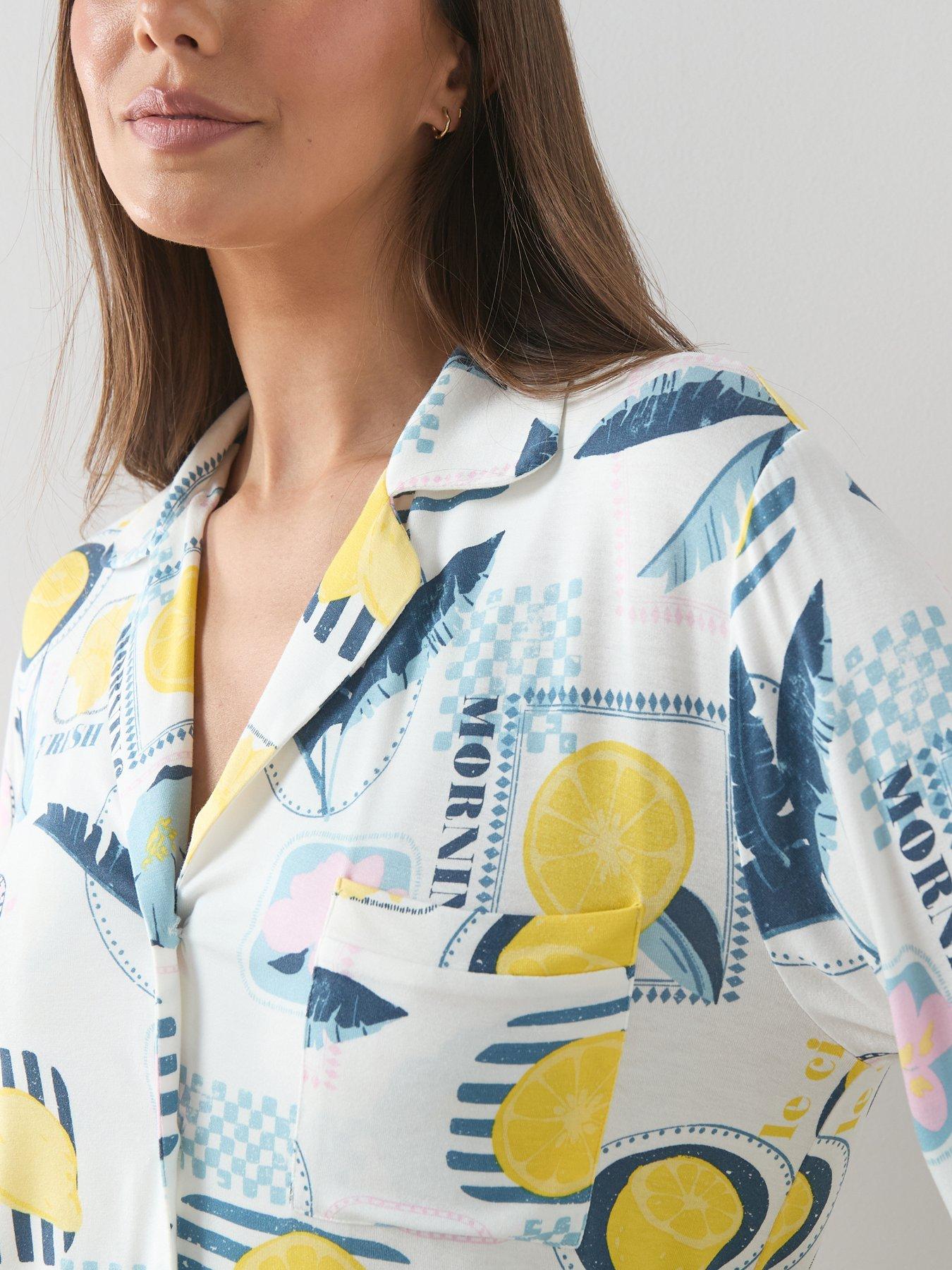 Image 5 of 6 of The Very Collection Aop Print Jersey Revere Pyjama Set - Multi