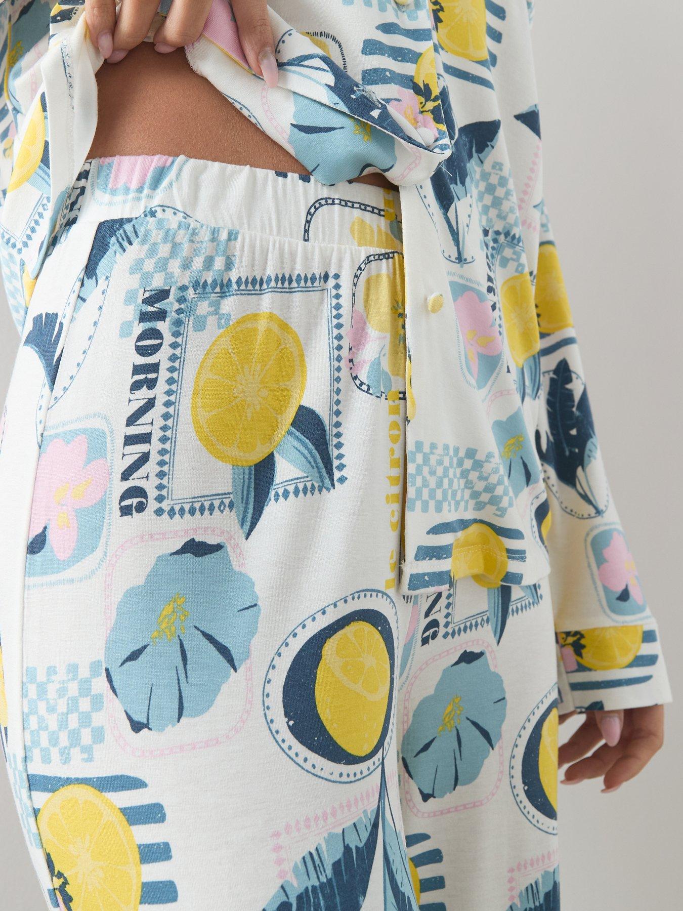 Image 6 of 6 of The Very Collection Aop Print Jersey Revere Pyjama Set - Multi