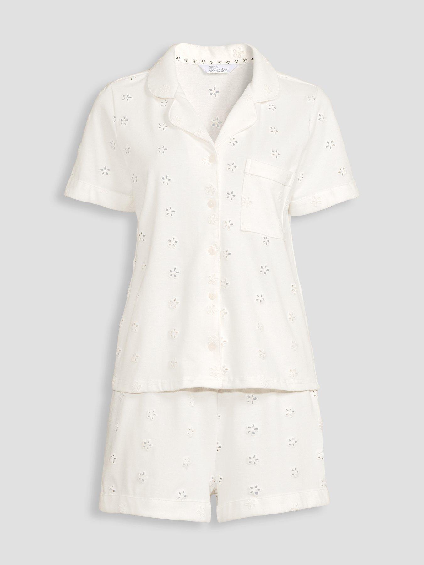 Image 7 of 7 of The Very Collection Cotton Rich Broderie Pyjama Set - White