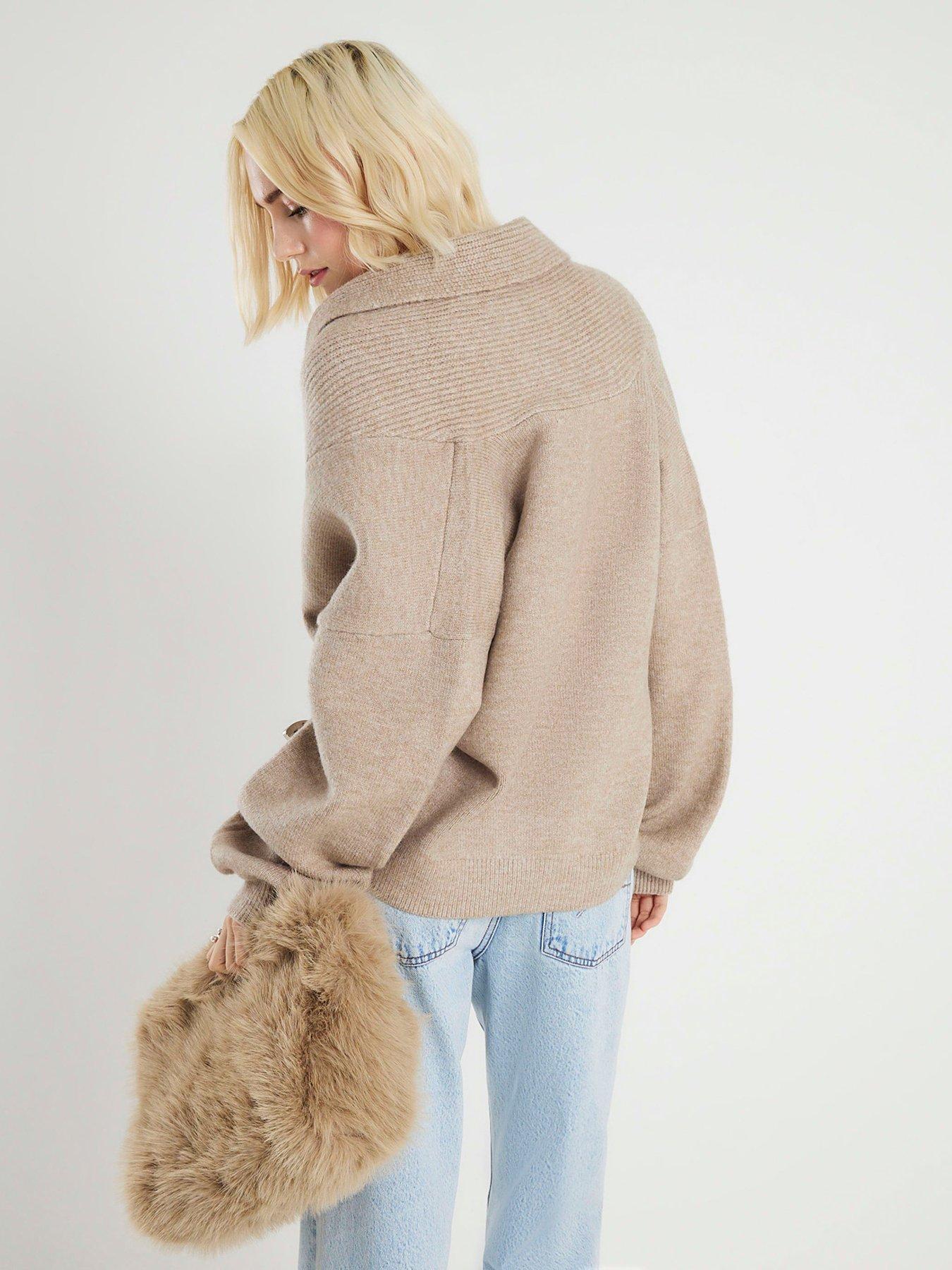 river-island-batwing-collar-cardigan-beigestillFront