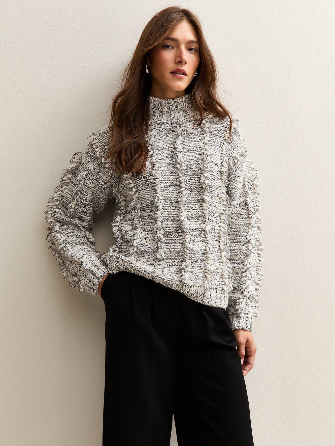 new-look-grey-fringe-trim-high-neck-jumper