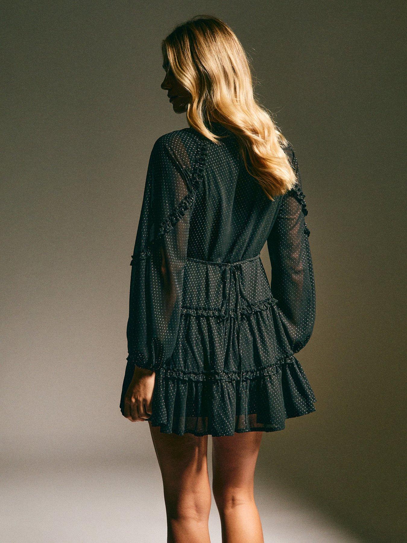new-look-black-chiffon-gold-fleck-mini-dressstillFront