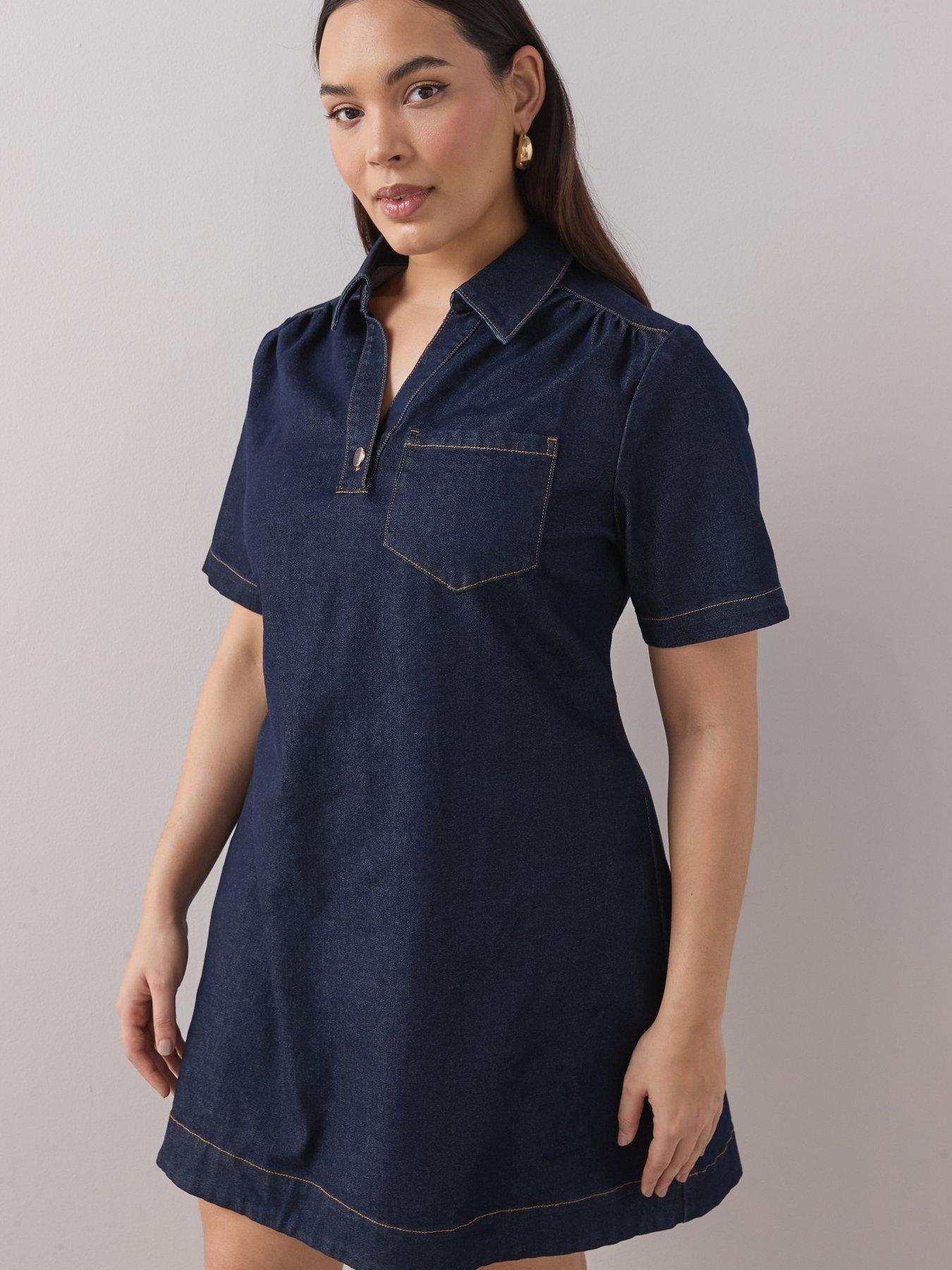 the-very-collection-curve-collared-denim-stretch-shift-dress-indigooutfit