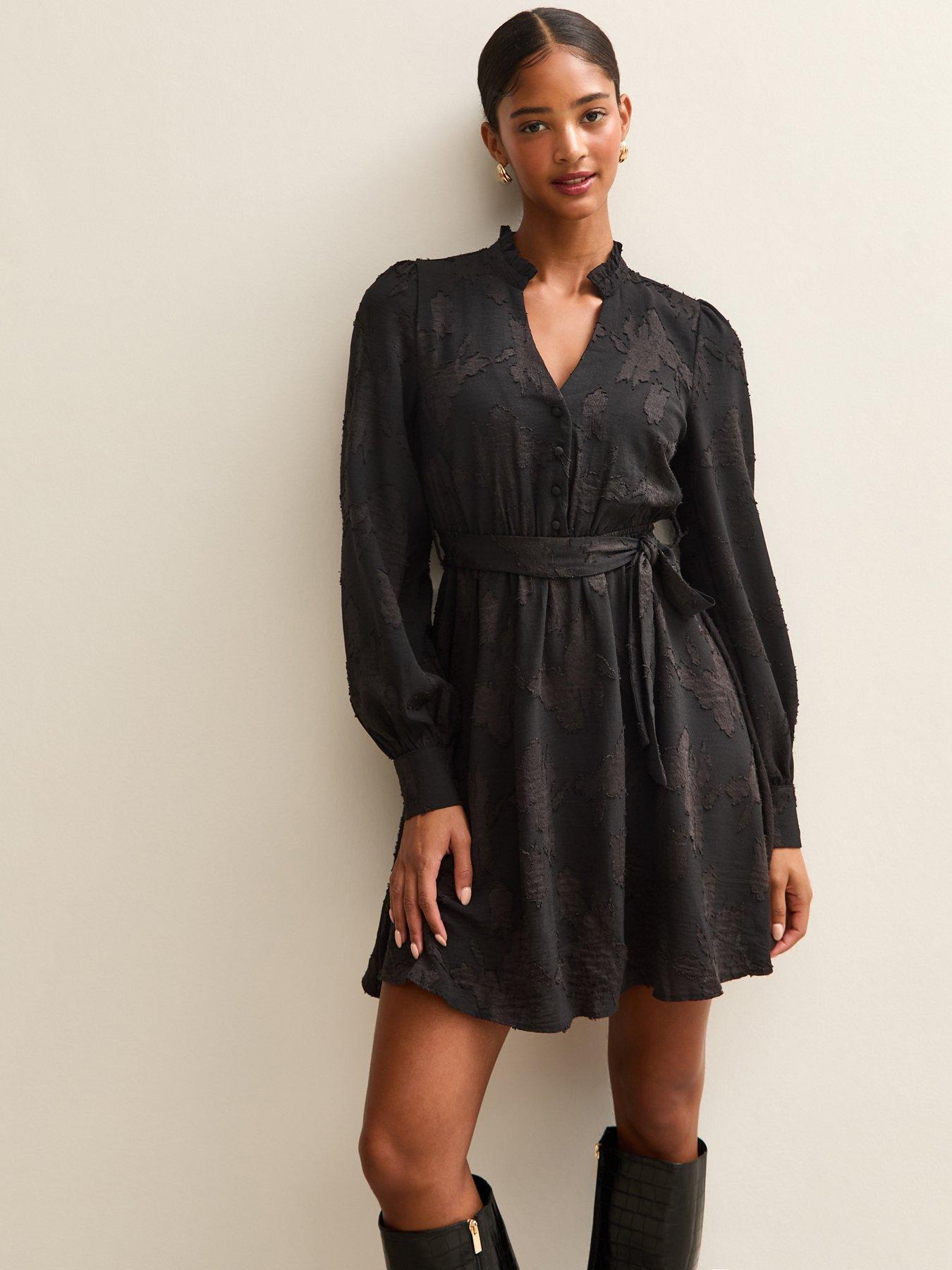 new-look-floral-devore-mini-dress-black