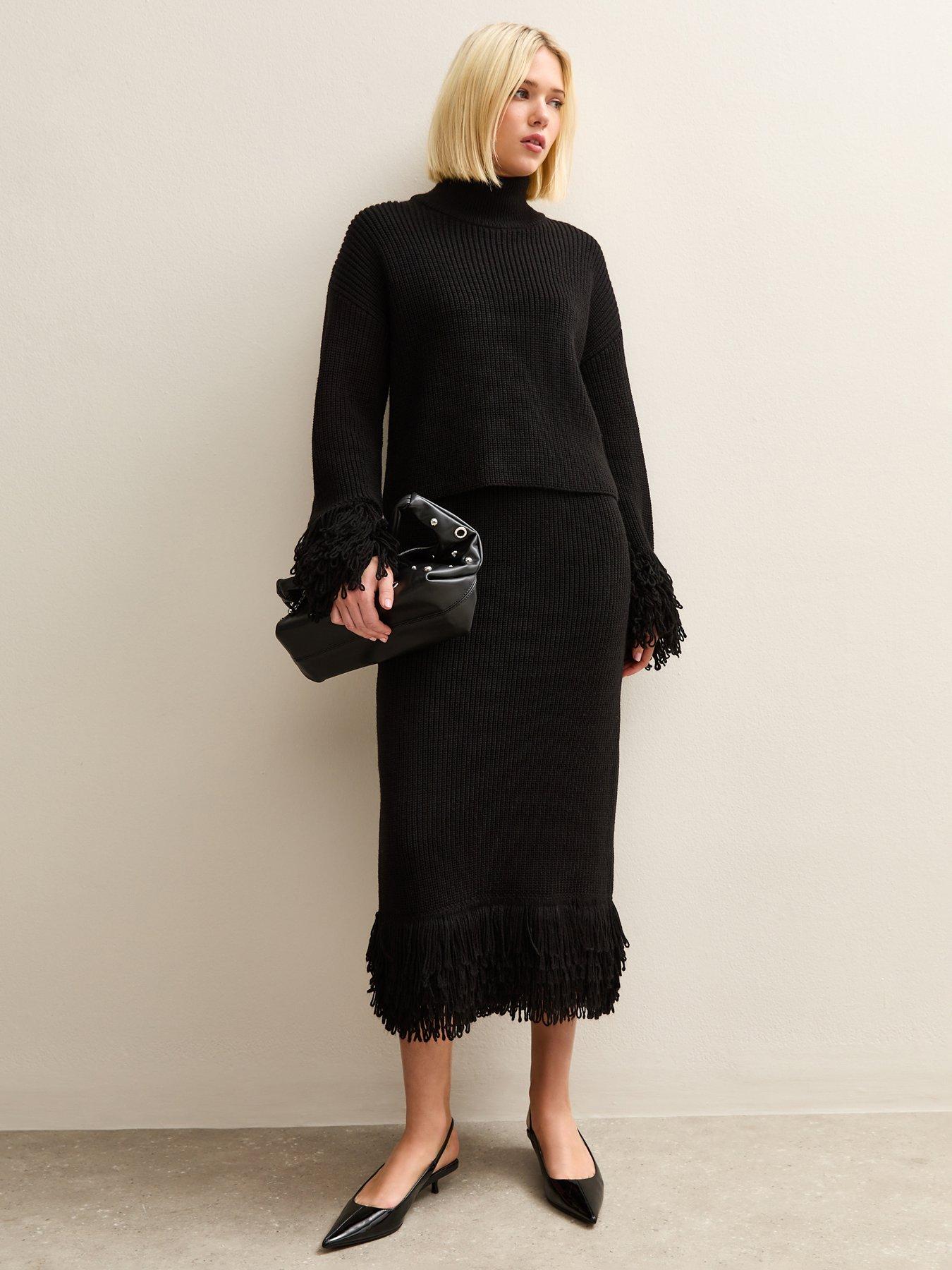 new-look-black-looped-fringe-high-neck-jumperback