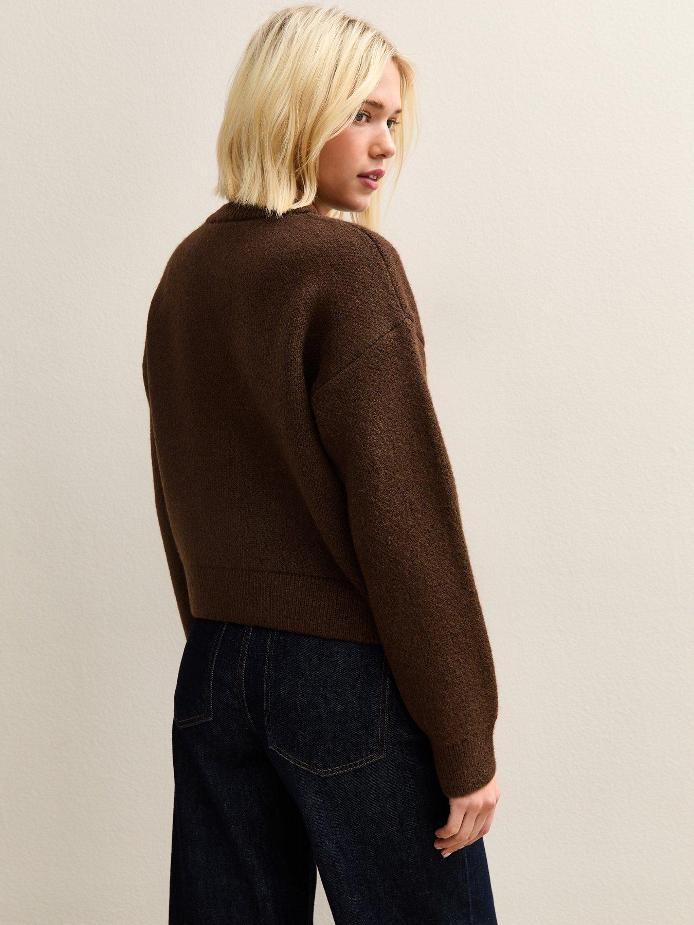 new-look-flap-pocket-knitted-bomber-jacket-brownstillFront