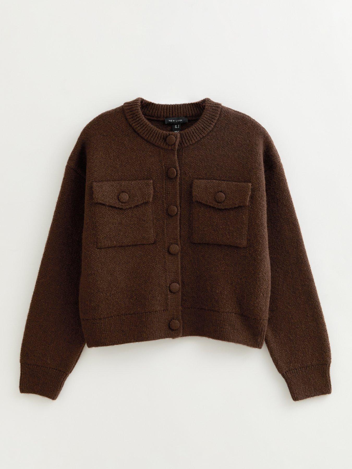 new-look-flap-pocket-knitted-bomber-jacket-browndetail