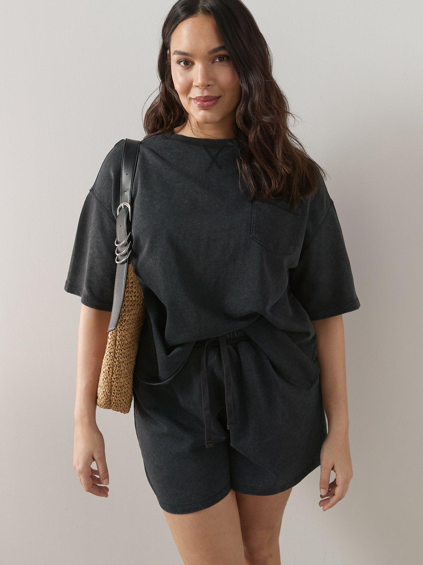 The Very Collection Curve Sweat Short Co-ord Set - Black