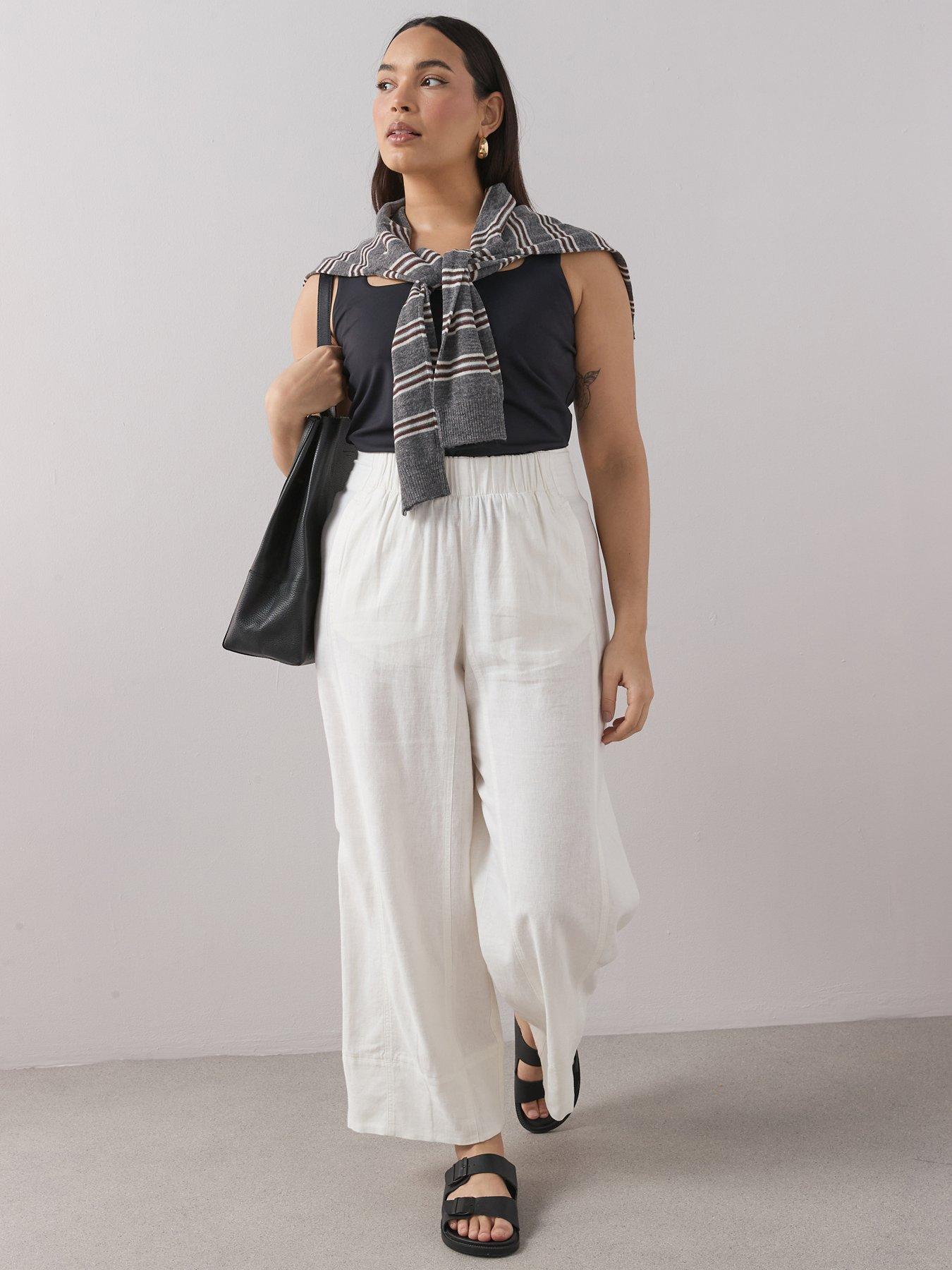 The Very Collection Curve Elasticated Waist Wide Leg Linen Trouser