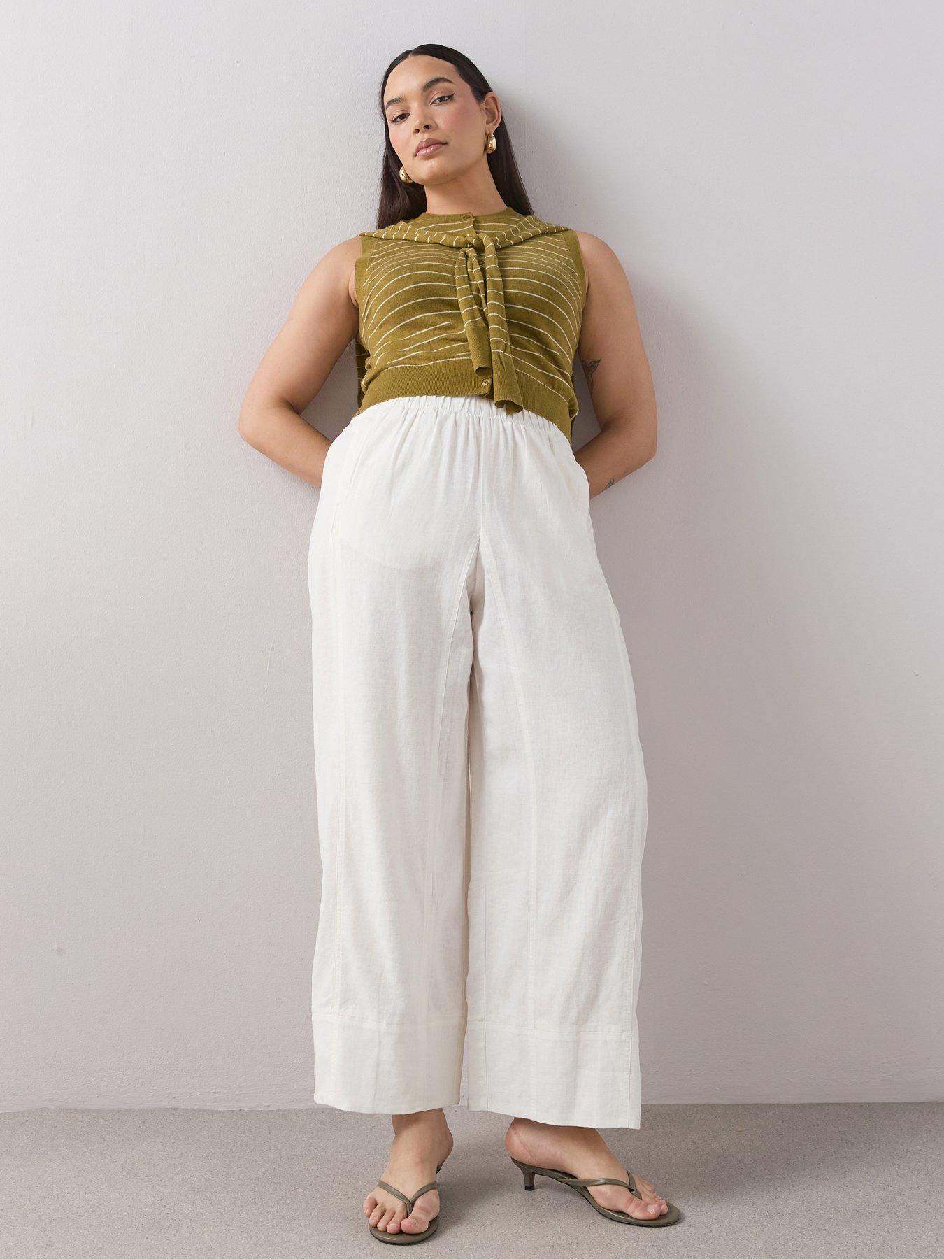 Image 3 of 6 of The Very Collection Curve Elasticated Waist Wide Leg Linen Trouser