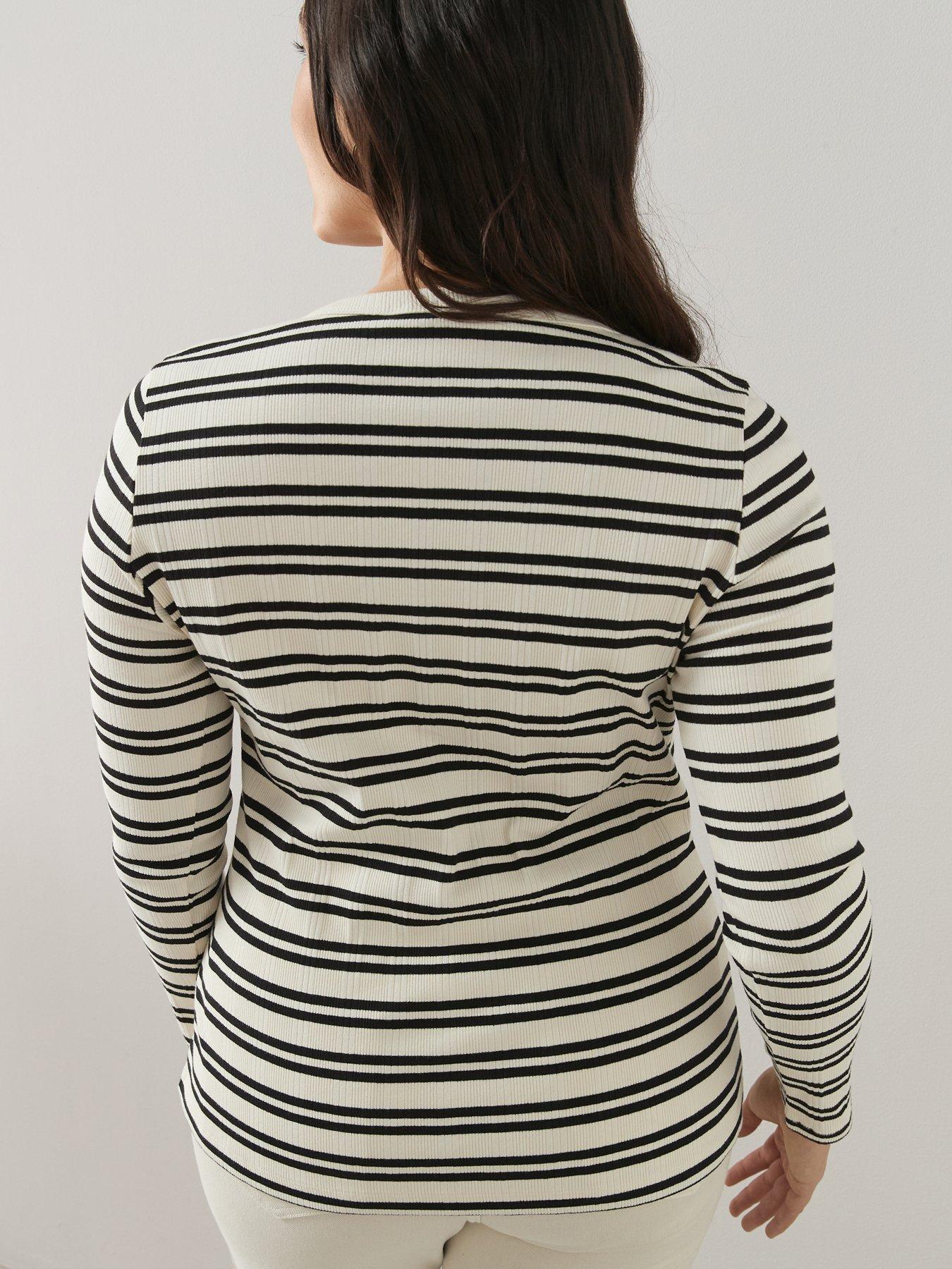 Image 5 of 6 of The Very Collection Curve Curve Stripe Rib Button Through Top