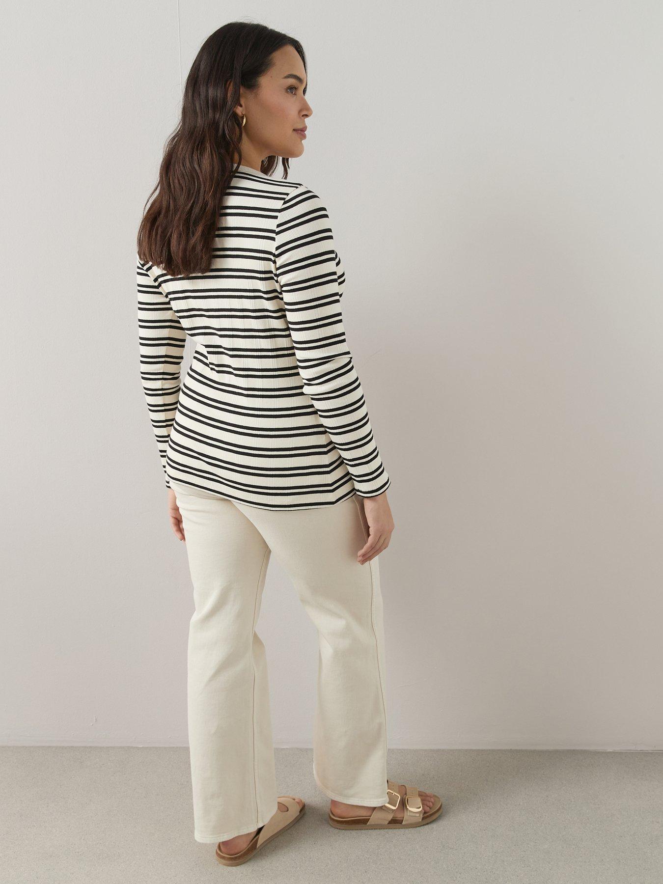 Image 6 of 6 of The Very Collection Curve Curve Stripe Rib Button Through Top