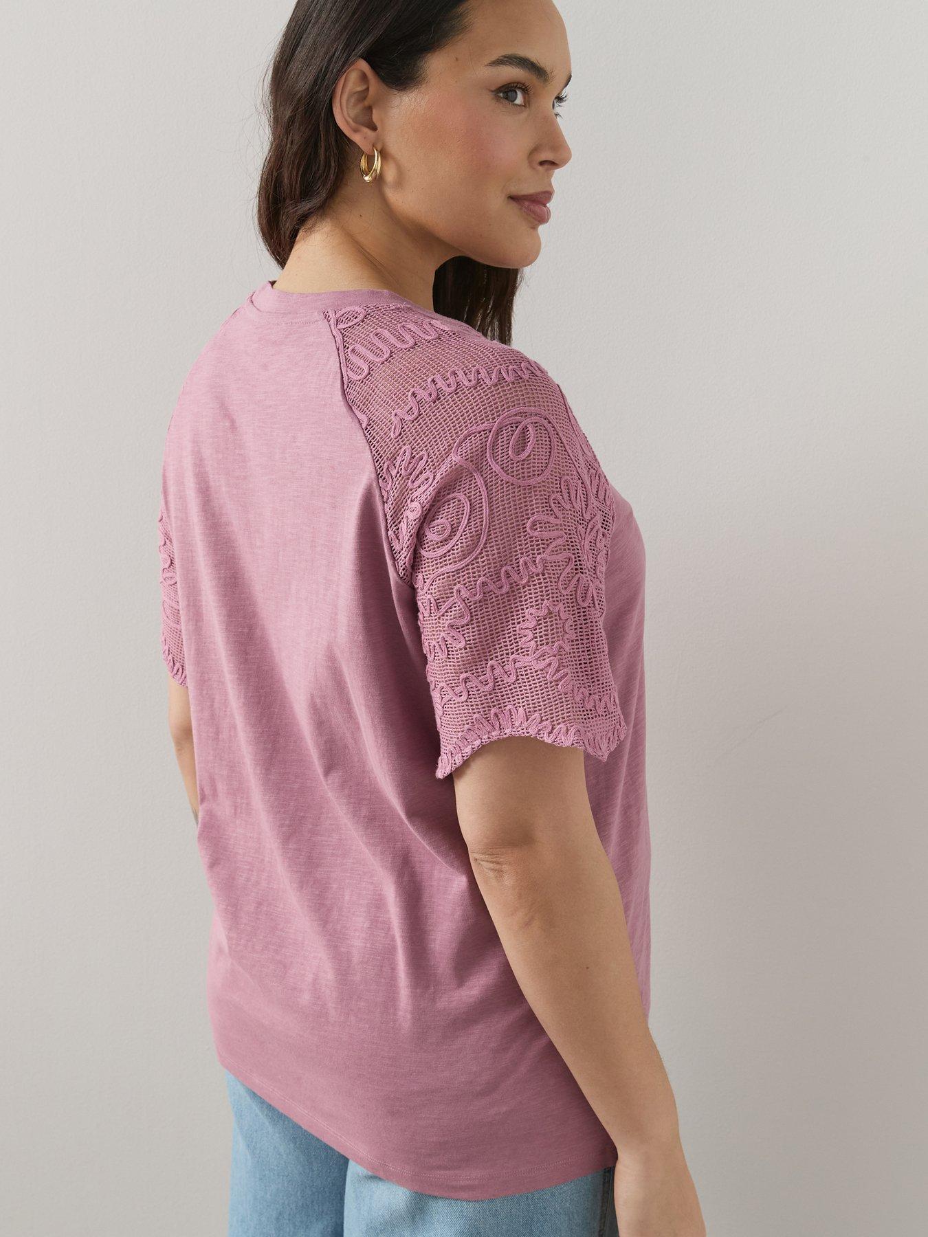 Image 5 of 6 of The Very Collection Curve Lace Sleeve T-shirt