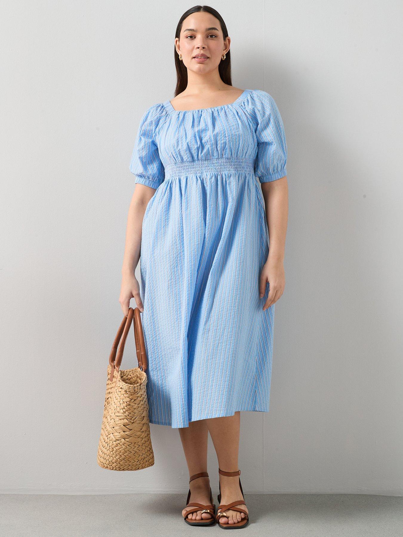 The Very Collection Curve Shirred Waist Short Sleeve Midi Dress