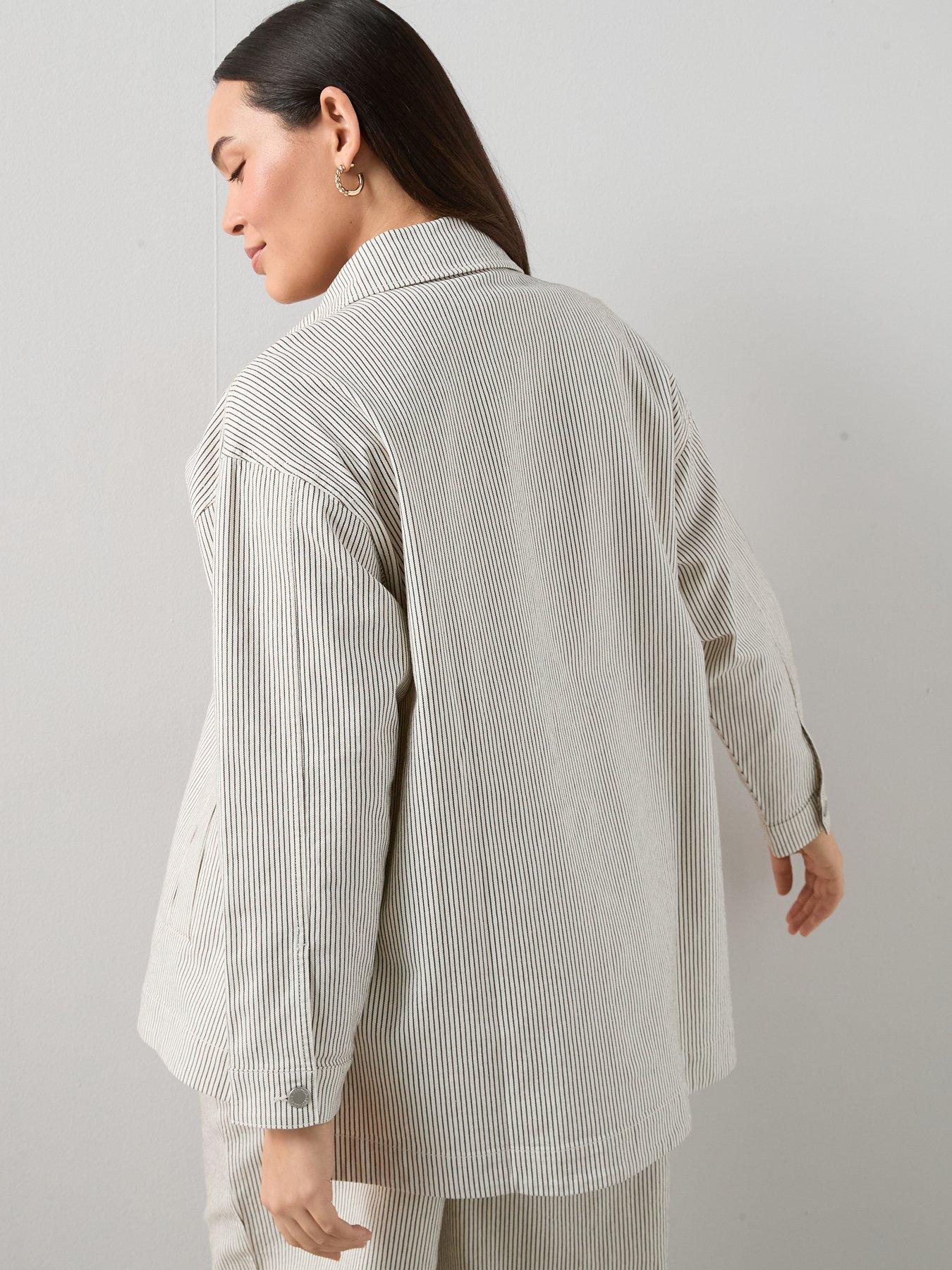 Image 2 of 6 of The Very Collection Curve Stripe Oversized Denim Jacket