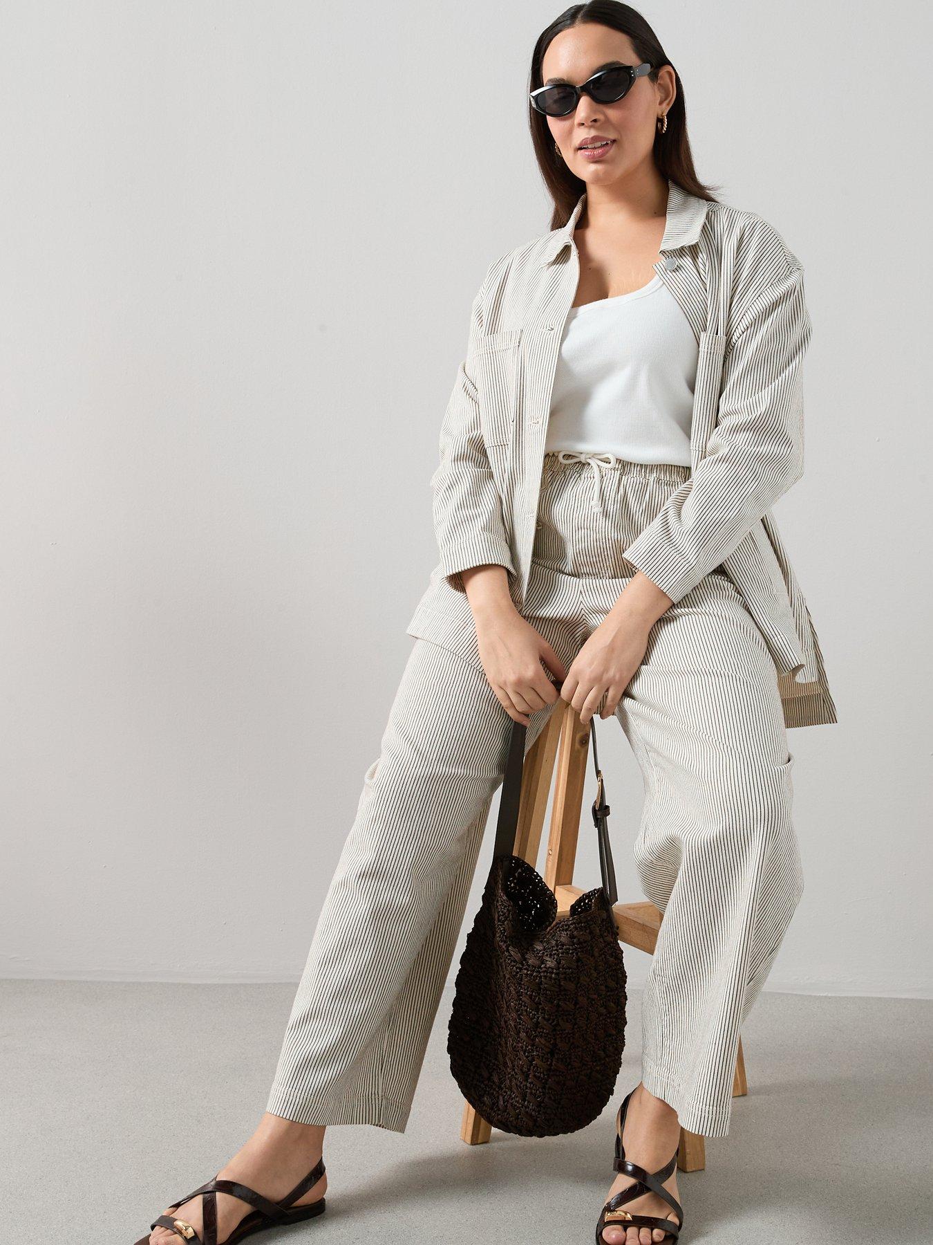 Image 3 of 6 of The Very Collection Curve Stripe Oversized Denim Jacket