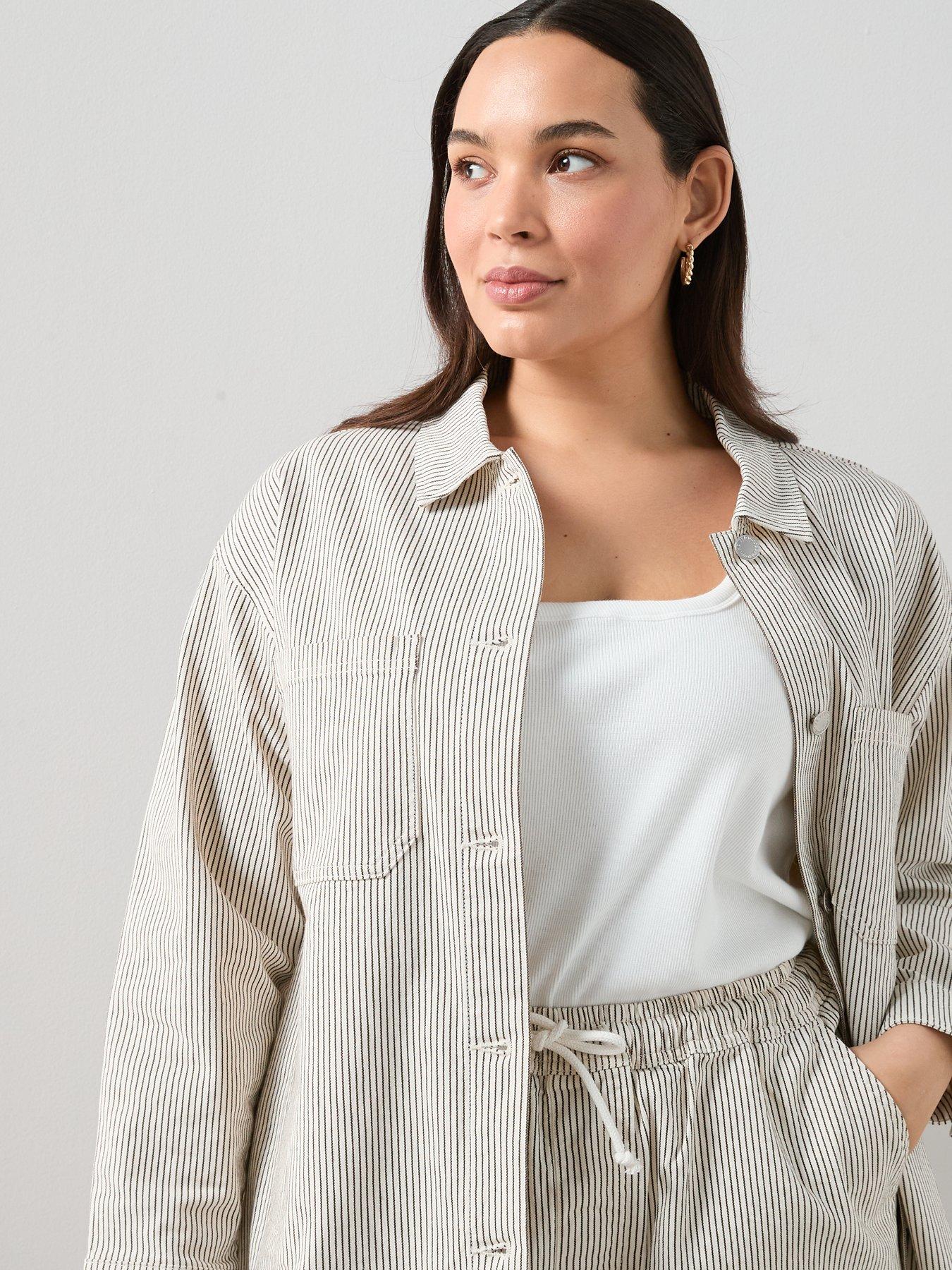 Image 4 of 6 of The Very Collection Curve Stripe Oversized Denim Jacket