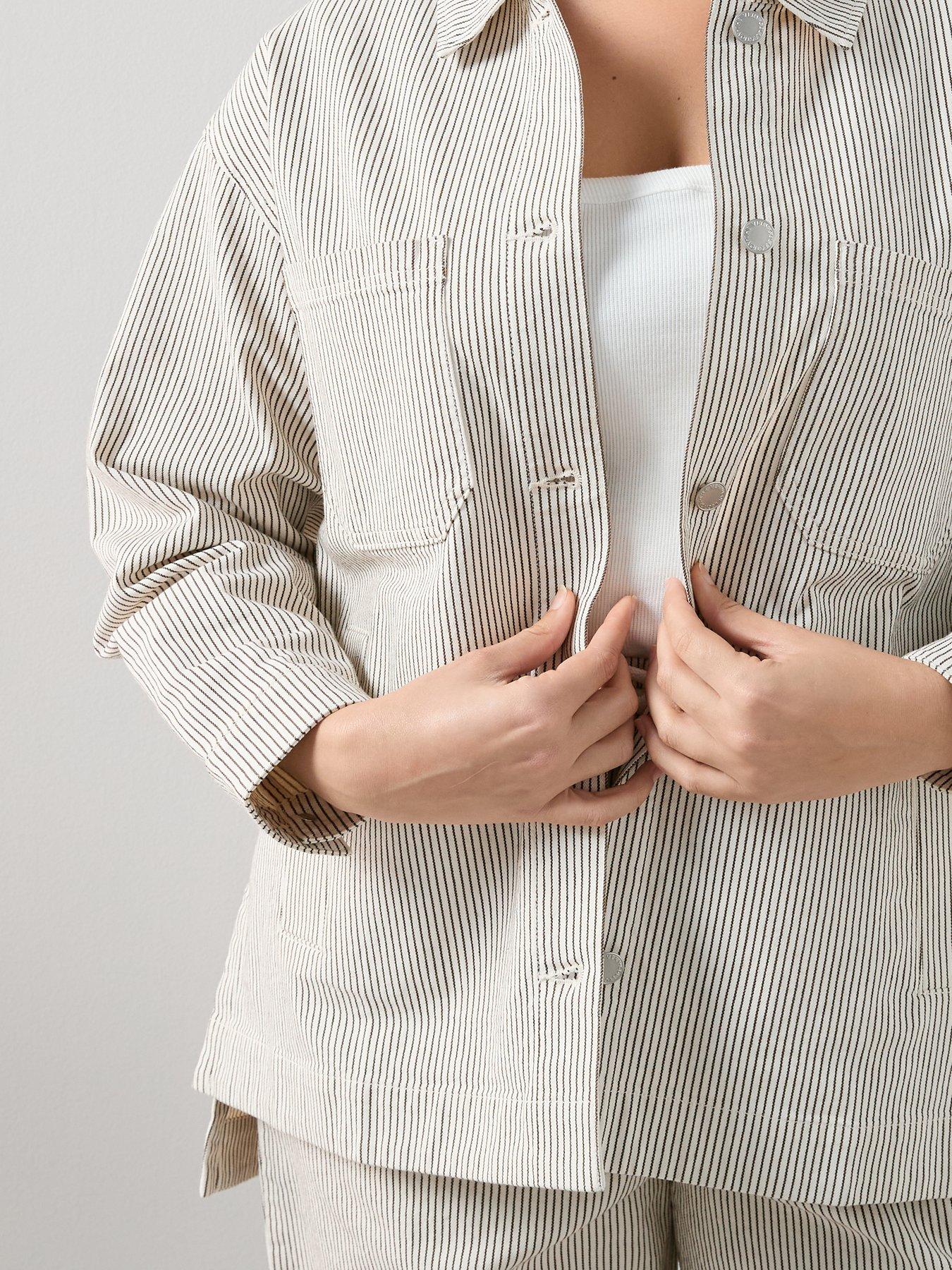 Image 5 of 6 of The Very Collection Curve Stripe Oversized Denim Jacket