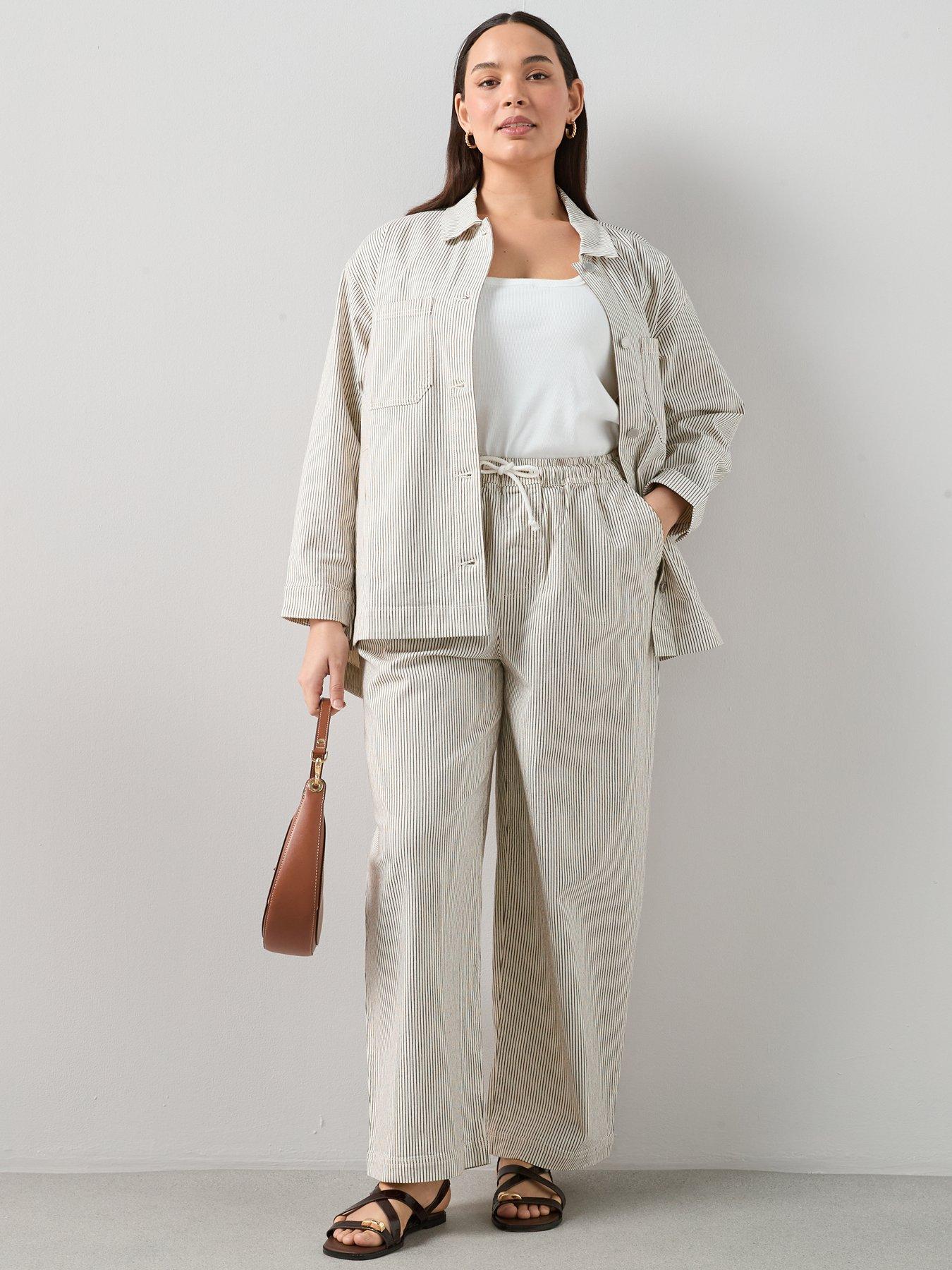 Image 6 of 6 of The Very Collection Curve Stripe Oversized Denim Jacket