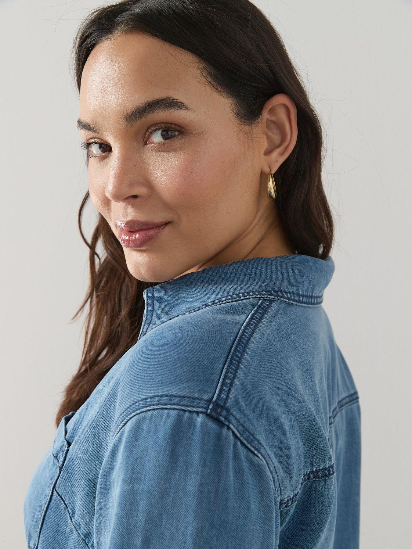 Image 4 of 6 of The Very Collection Curve Curve Collared Denim Shirt