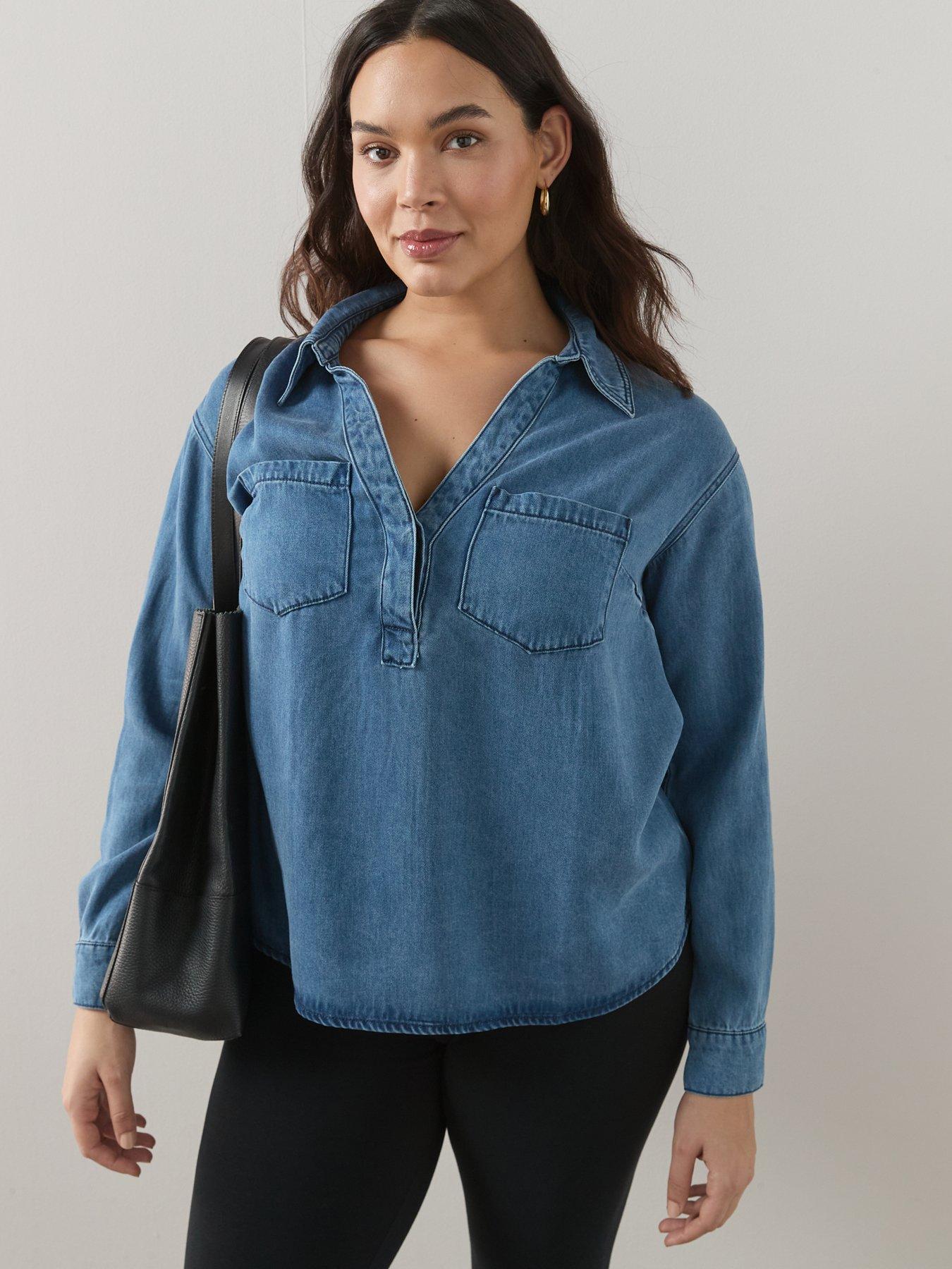 Image 5 of 6 of The Very Collection Curve Curve Collared Denim Shirt