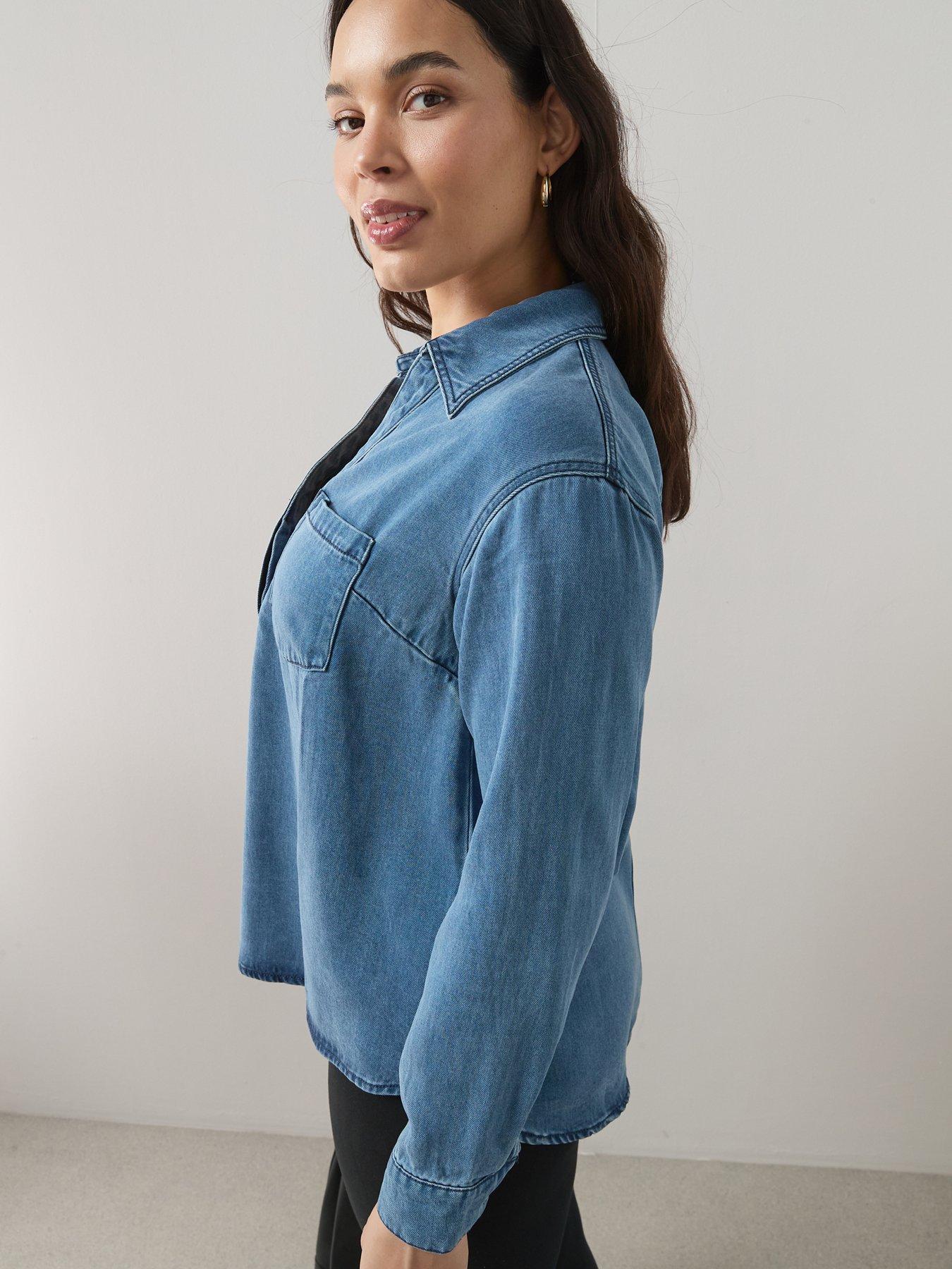 Image 6 of 6 of The Very Collection Curve Curve Collared Denim Shirt