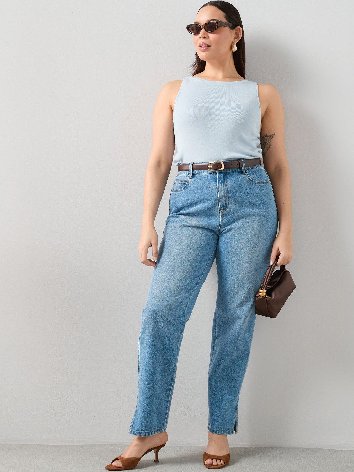 Image 1 of 6 of The Very Collection Curve Split Hem Straight Leg Jean