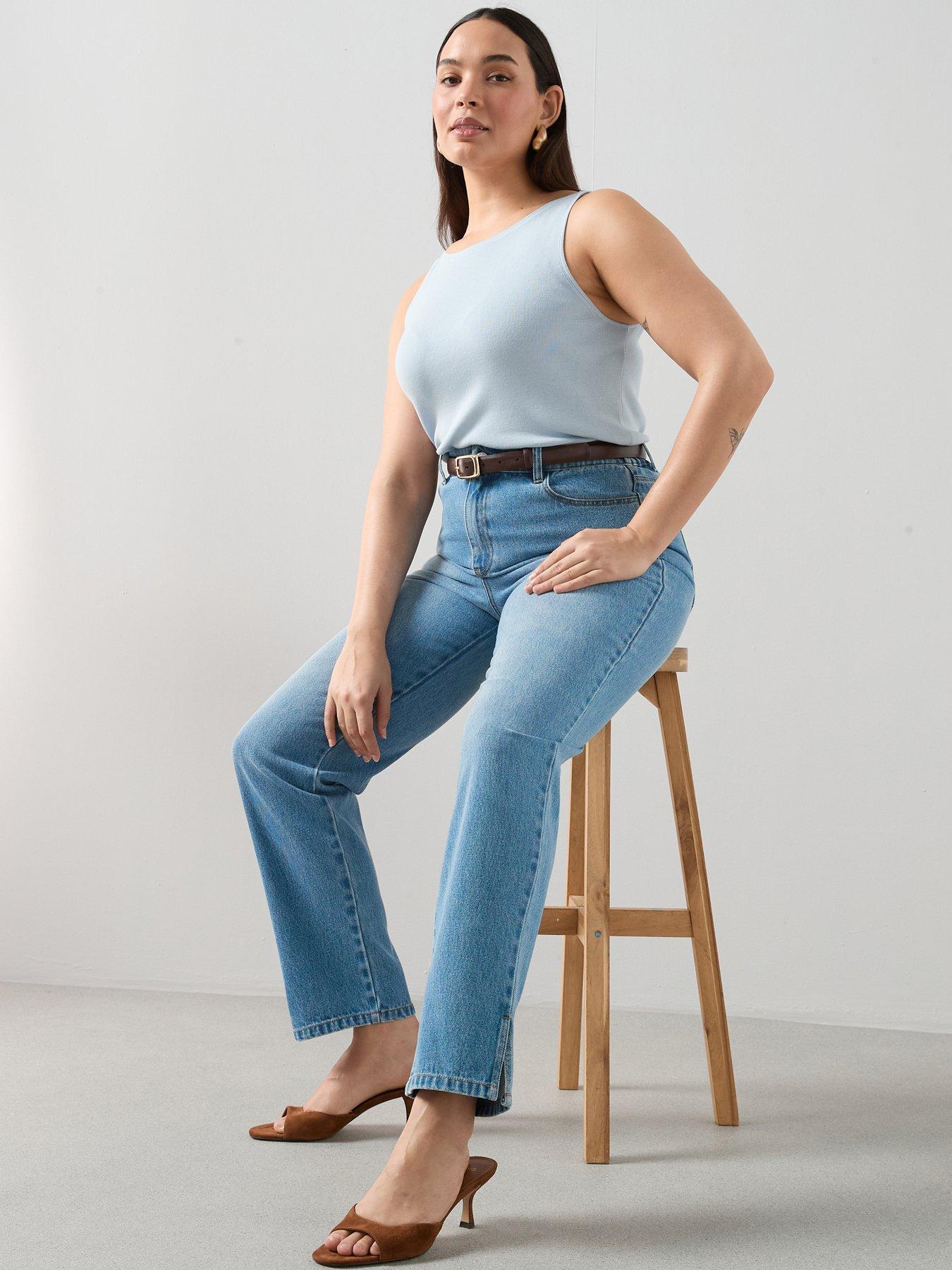 Image 5 of 6 of The Very Collection Curve Split Hem Straight Leg Jean